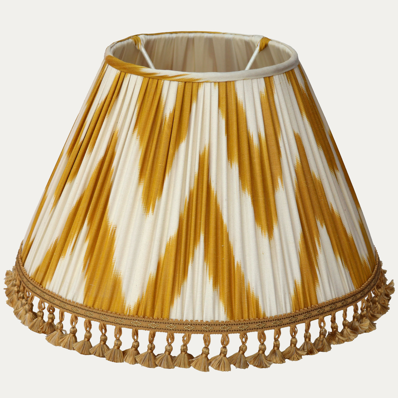 Yellow Chevron Silk and Cotton Ikat with Samuel and Sons Silk Tassel Trim