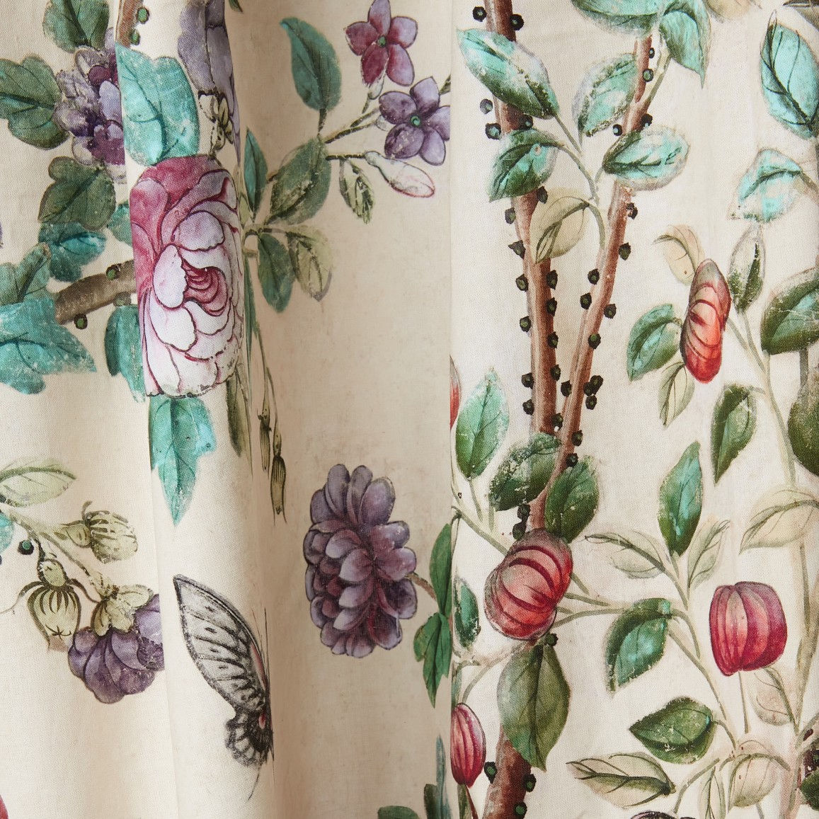 Antoinette Poisson Canton Beige Cushion with Fabric Both Sides and Brush Fringe