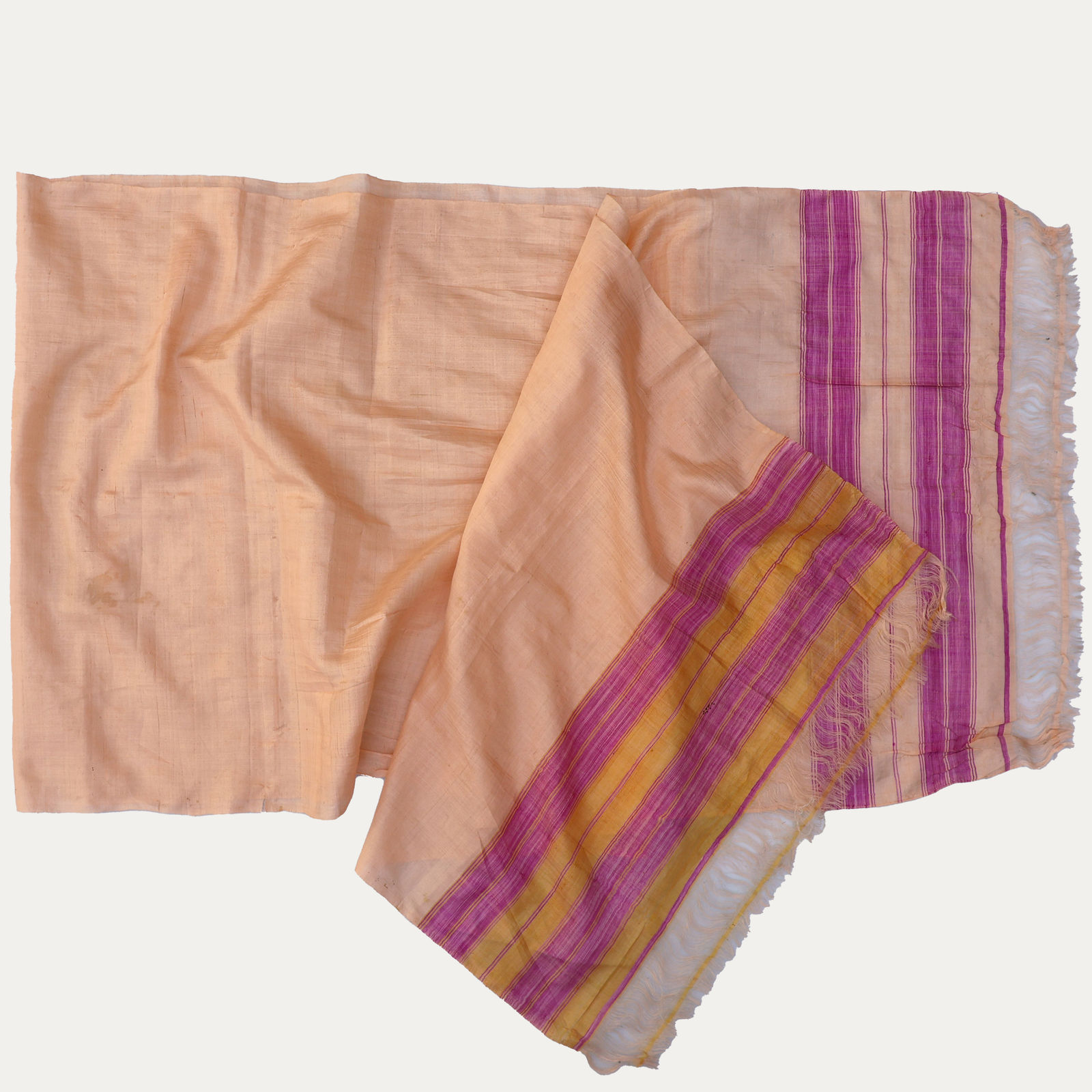 Vintage Peach Striped Silk Shawl