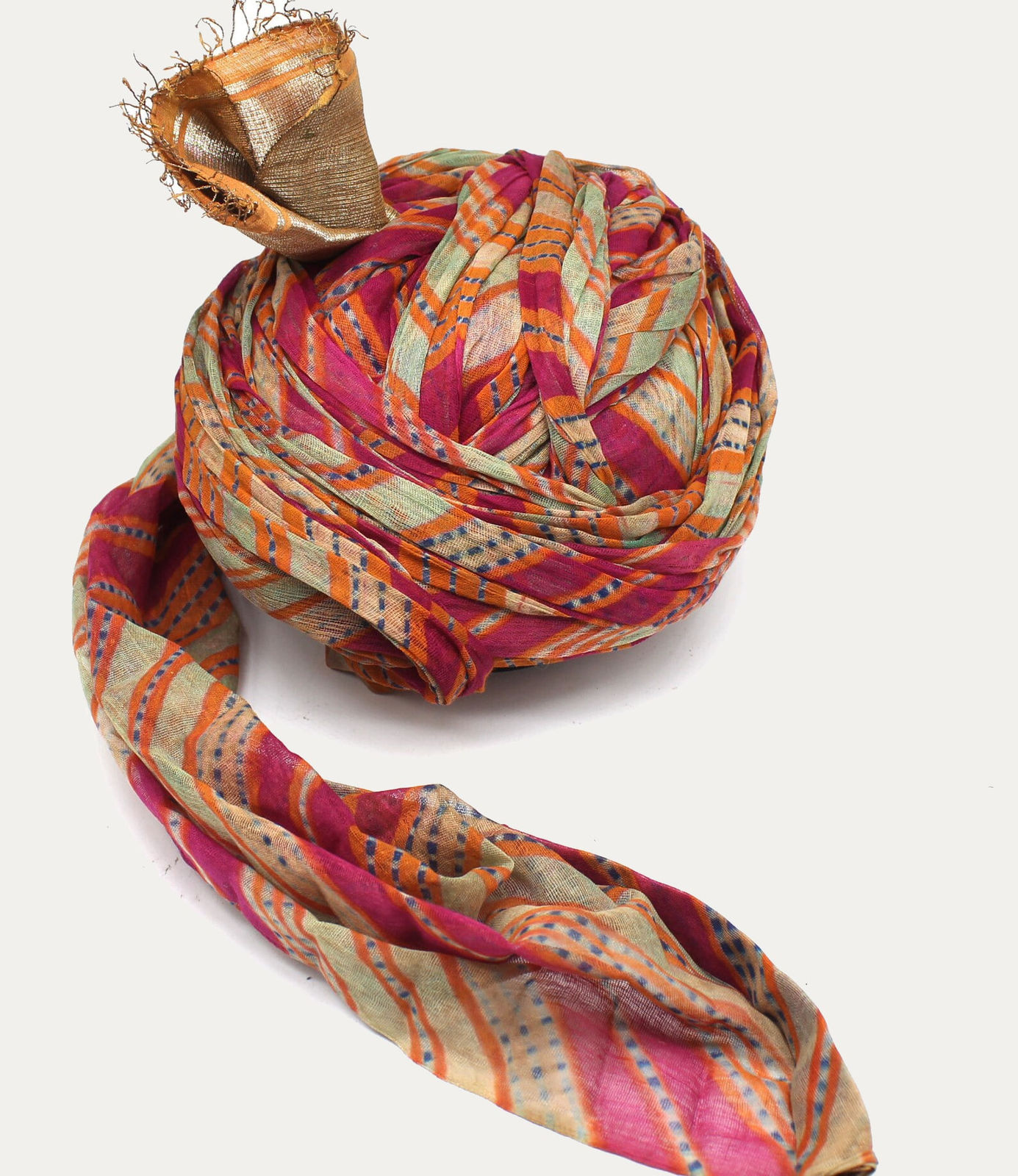 Vintage Rajasthan Leheriya Turban with Handmade Dyed Colours