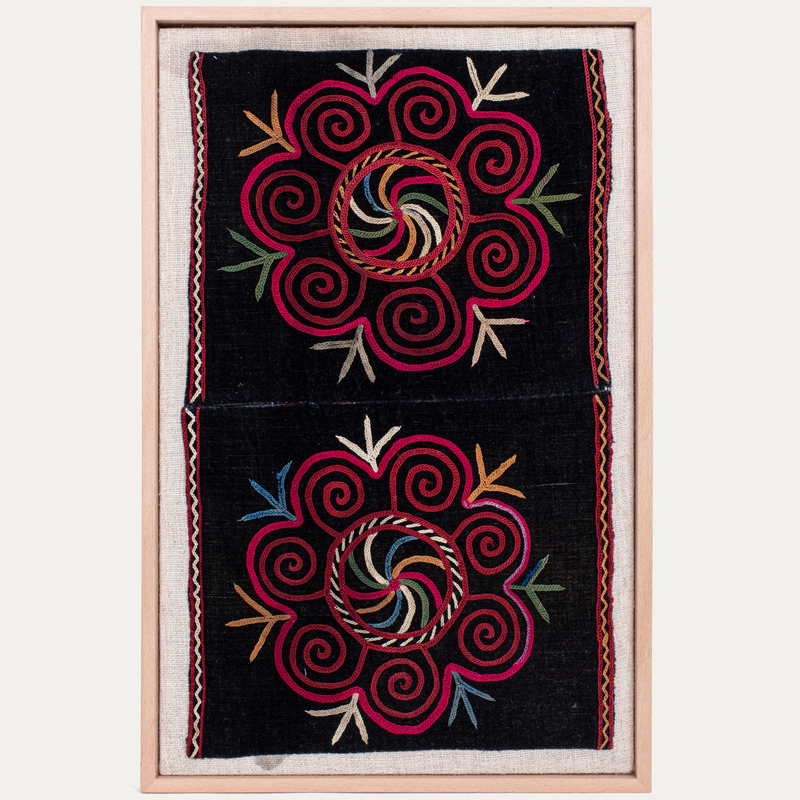 Framed Kazak Embroidery Fragment Early 20thC