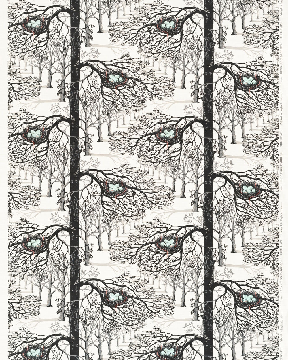 Treescape Charcoal Aqua On Oyster