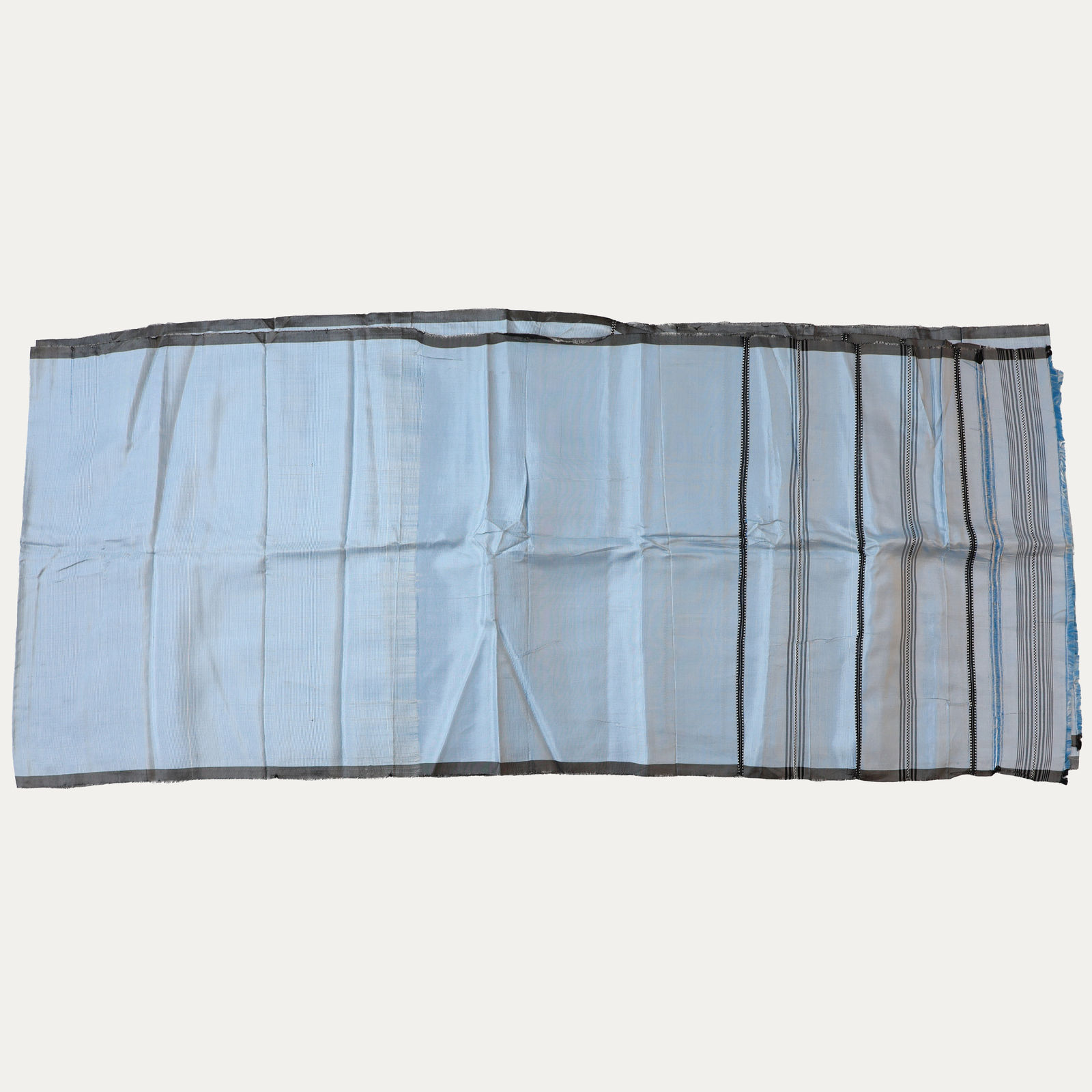 Uzbek Pale Blue Striped Silk Shawl