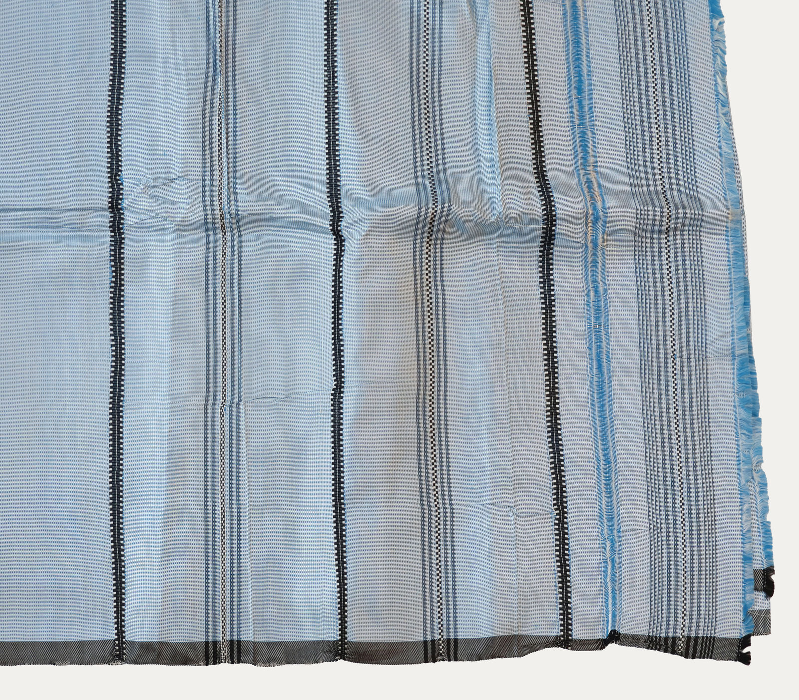 Uzbek Pale Blue Striped Silk Shawl