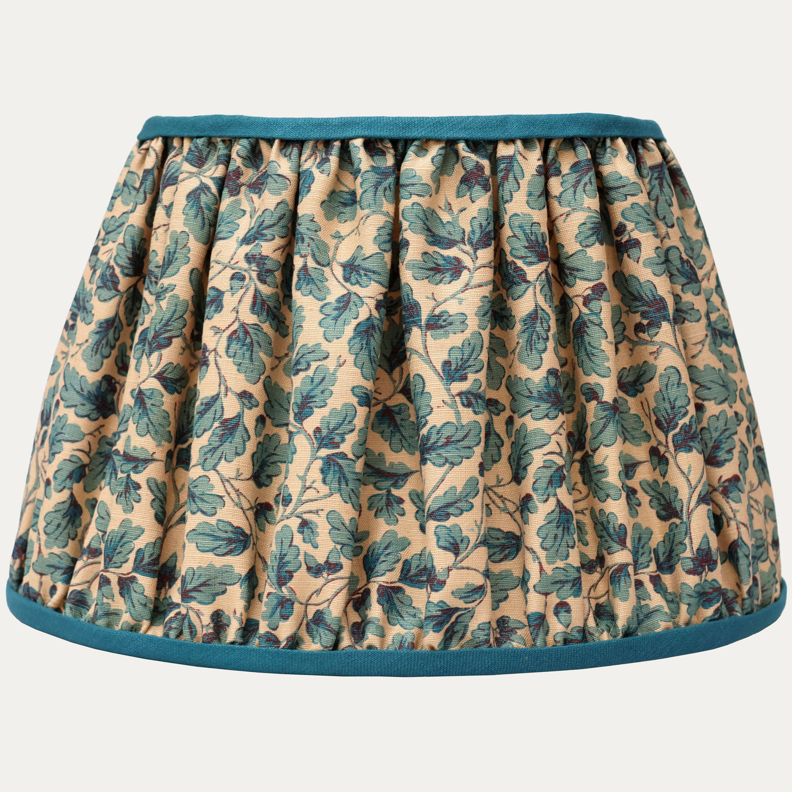 Bennison English Oakleaf Bright Blue on Beige Gathered Lampshade