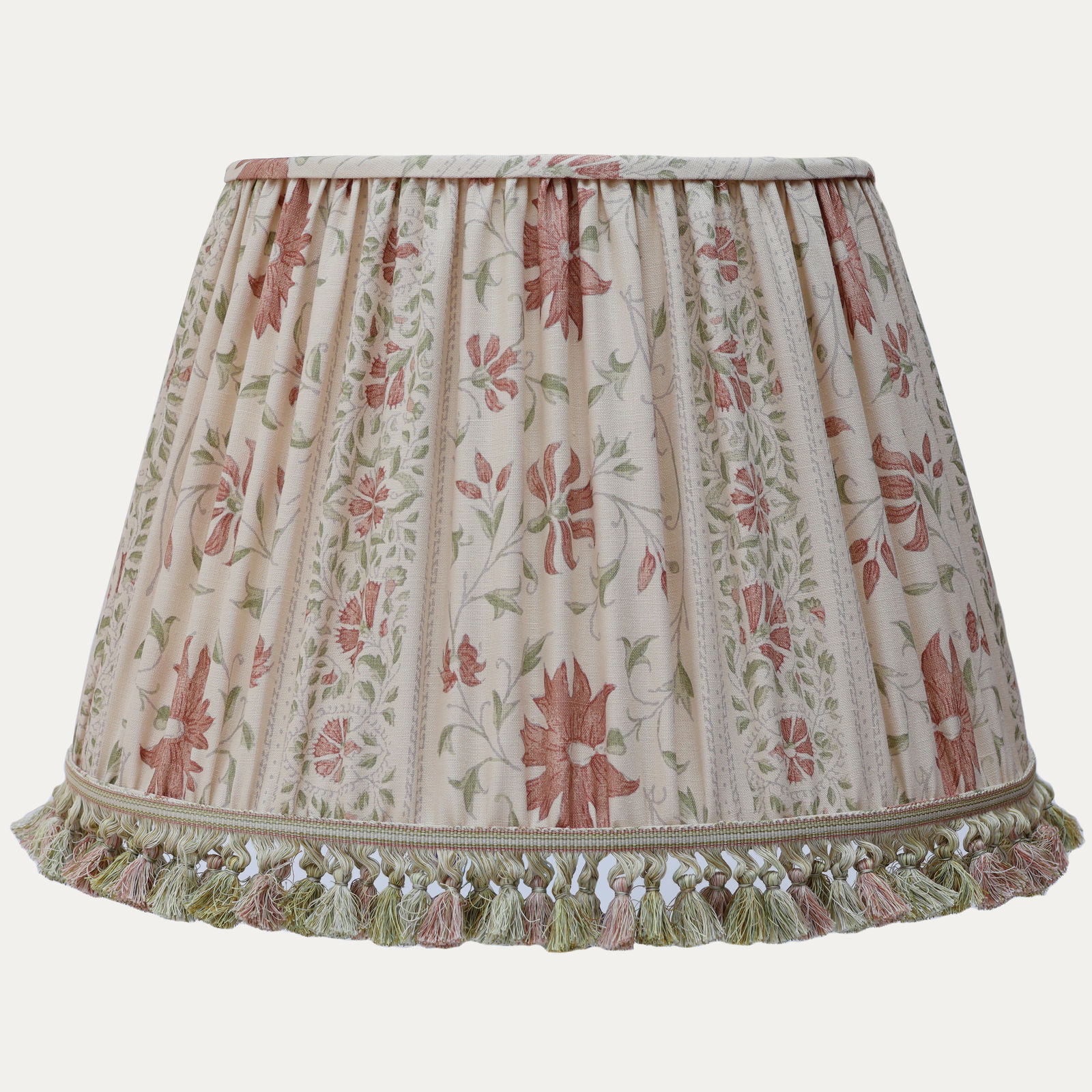 Namay Samay Suri Peach Handsewn Lampshade with Mother of Pearl Trim