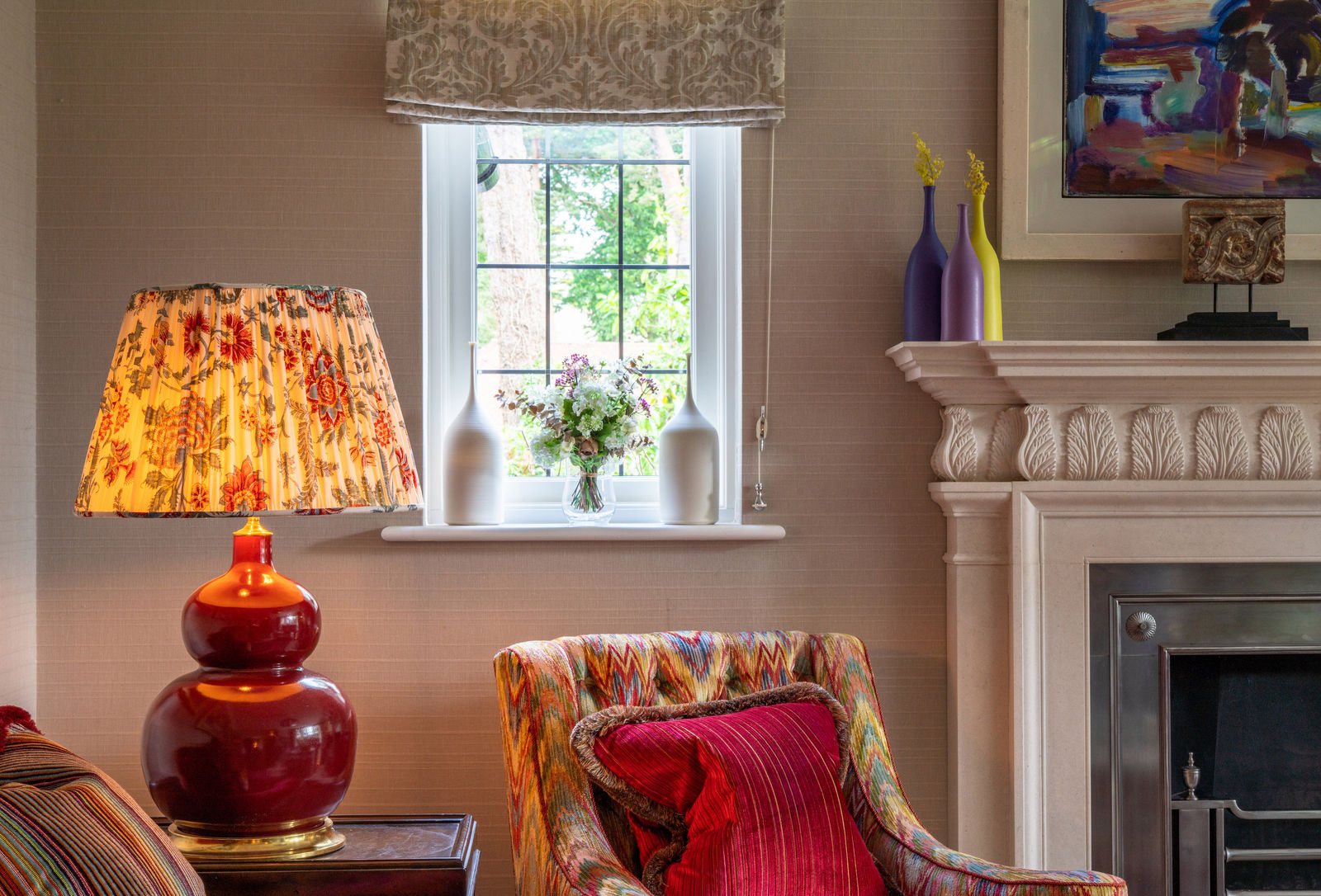 Charles Burger Floral Linen Lampshade