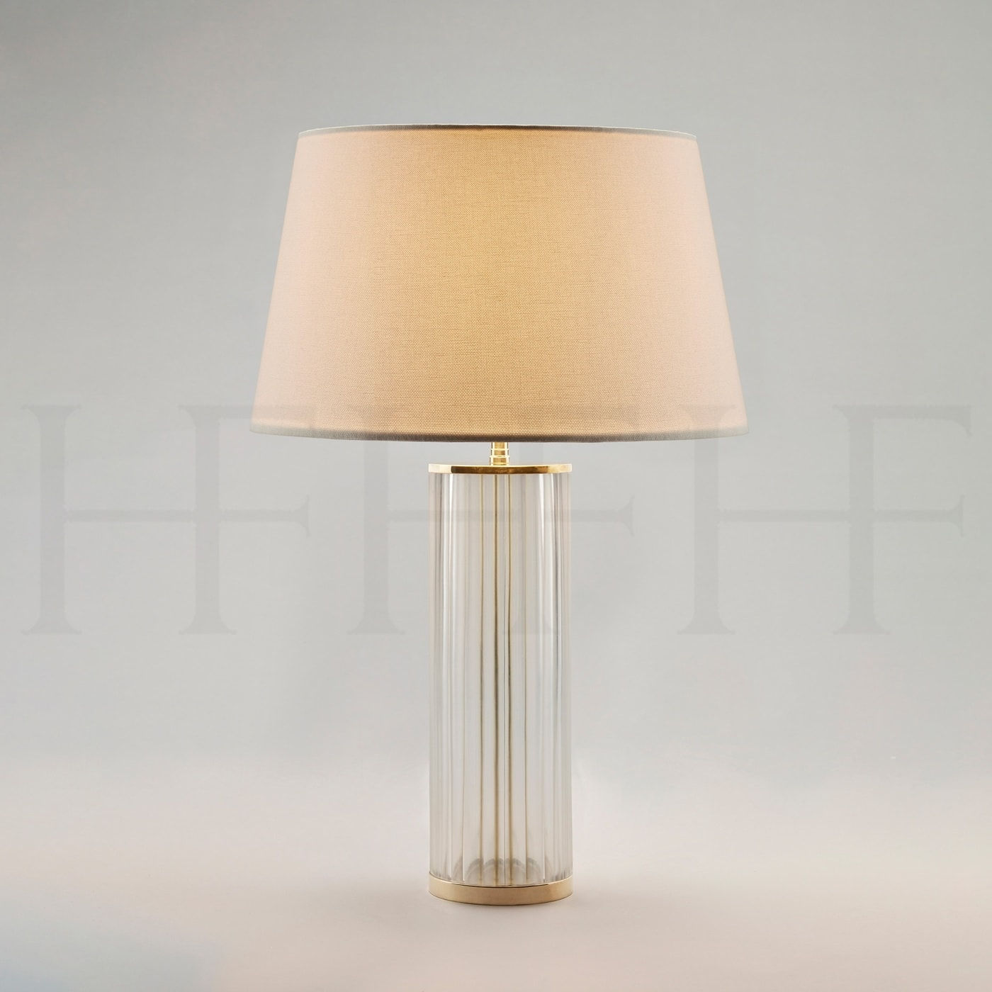 Clear Ribbed Glass Table Lamp Antique Brass