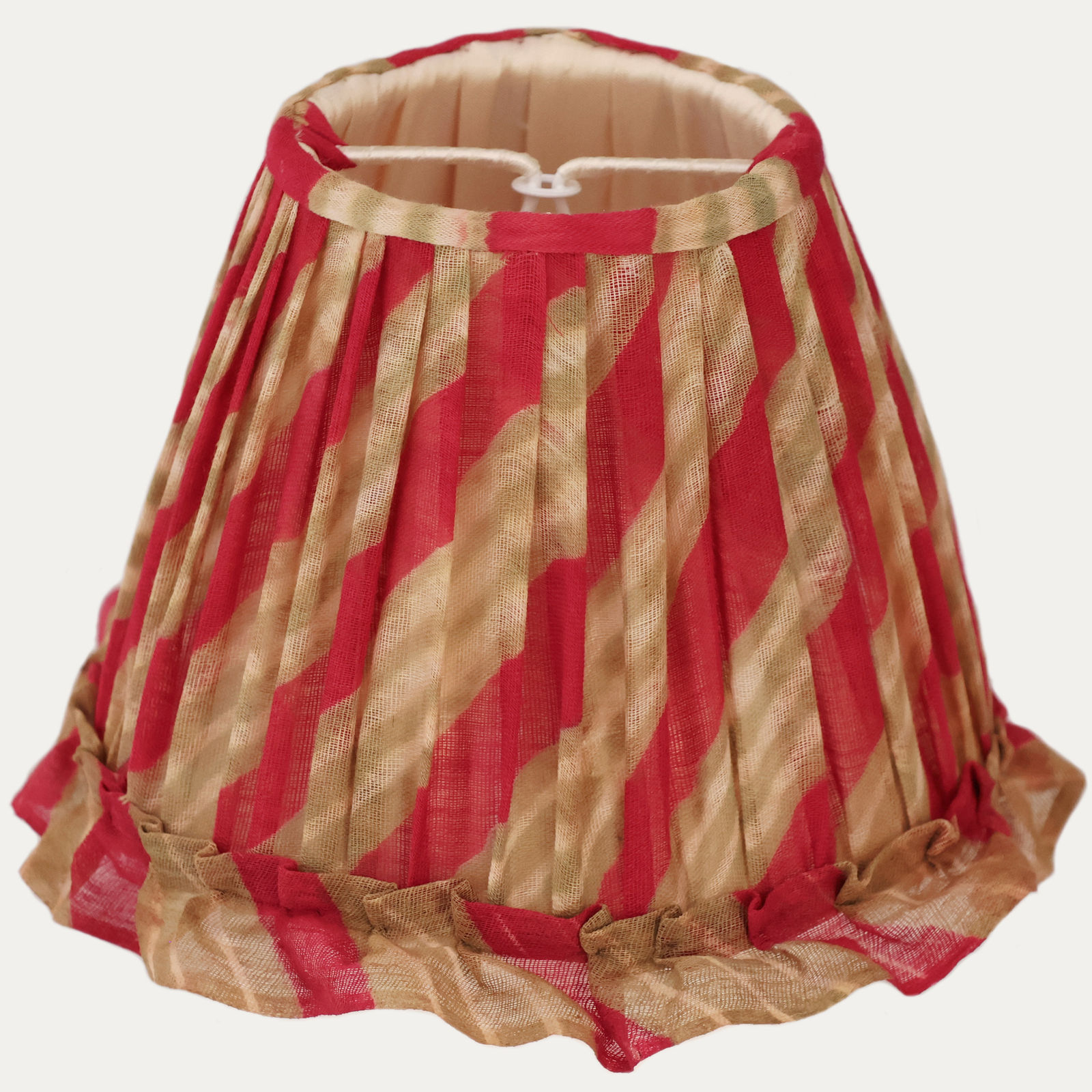 Vintage Leheriya Turban Handsewn Lampshade with Skirt