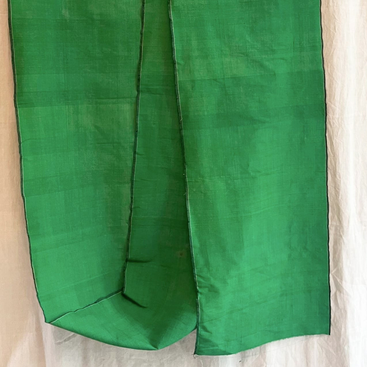 Striking Central Asian Vintage Woven Green Silk