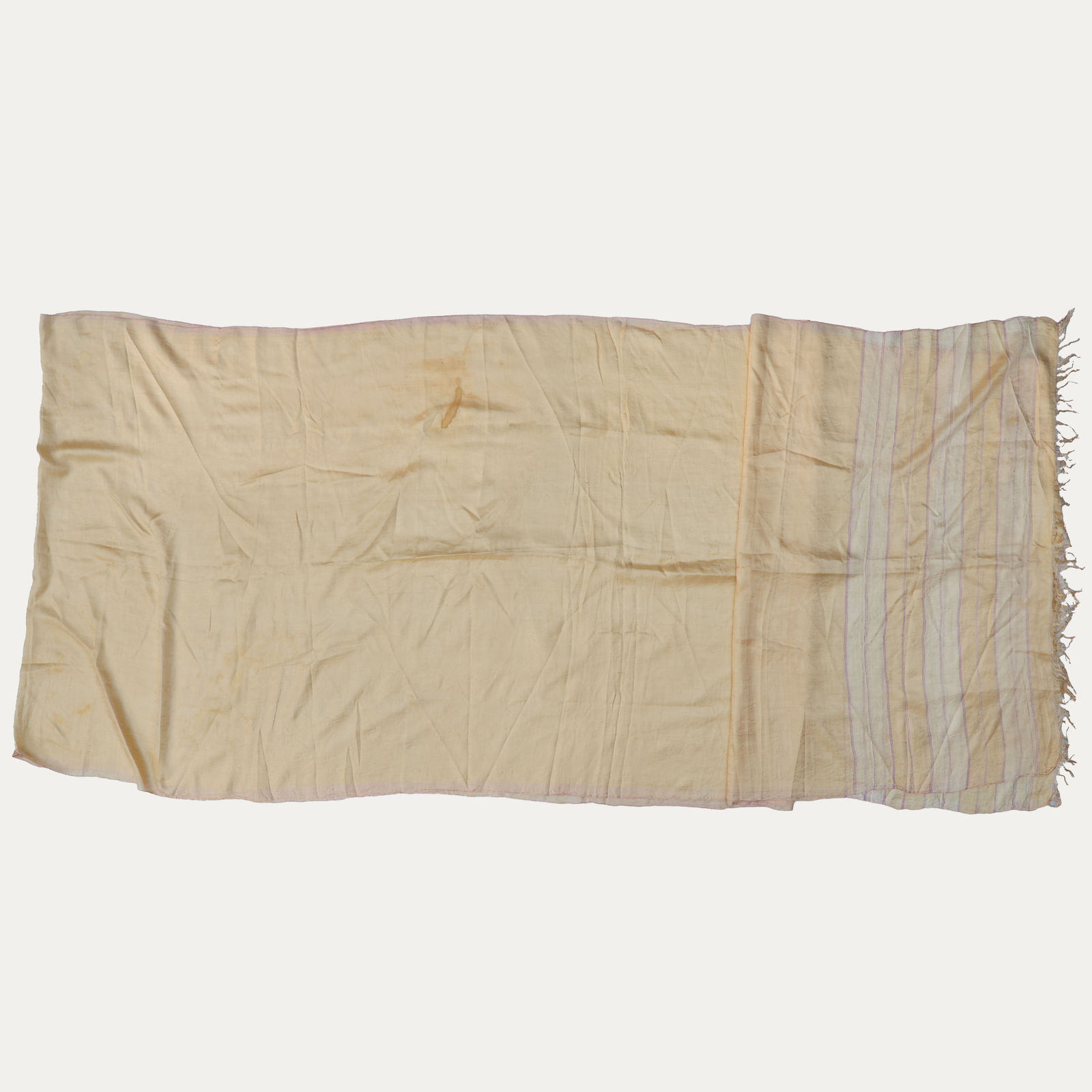 Vintage Pale Golden Striped Silk Shawl