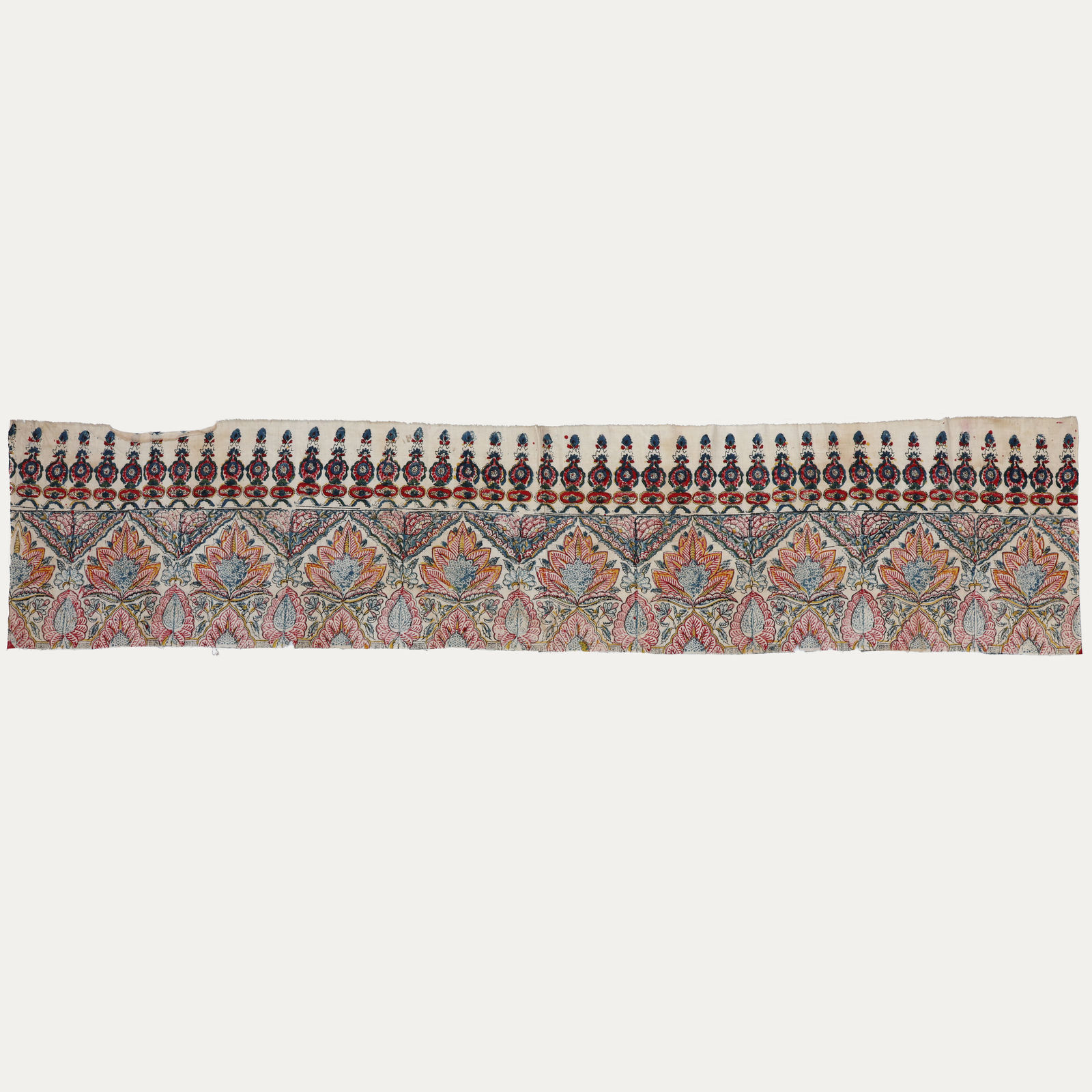 Vintage Indian Hand Block Printed Kalamkari Style Selvedge Border
