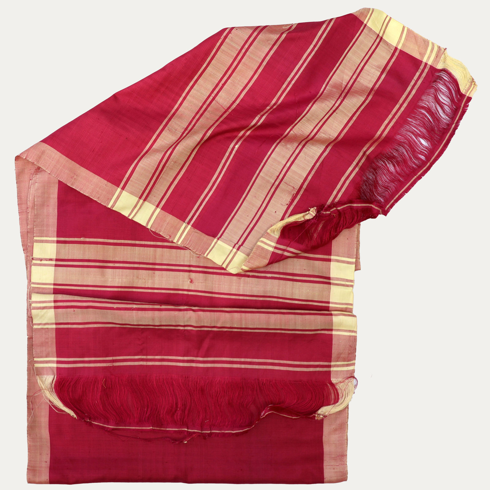 Vintage Magenta Striped Silk Shawl