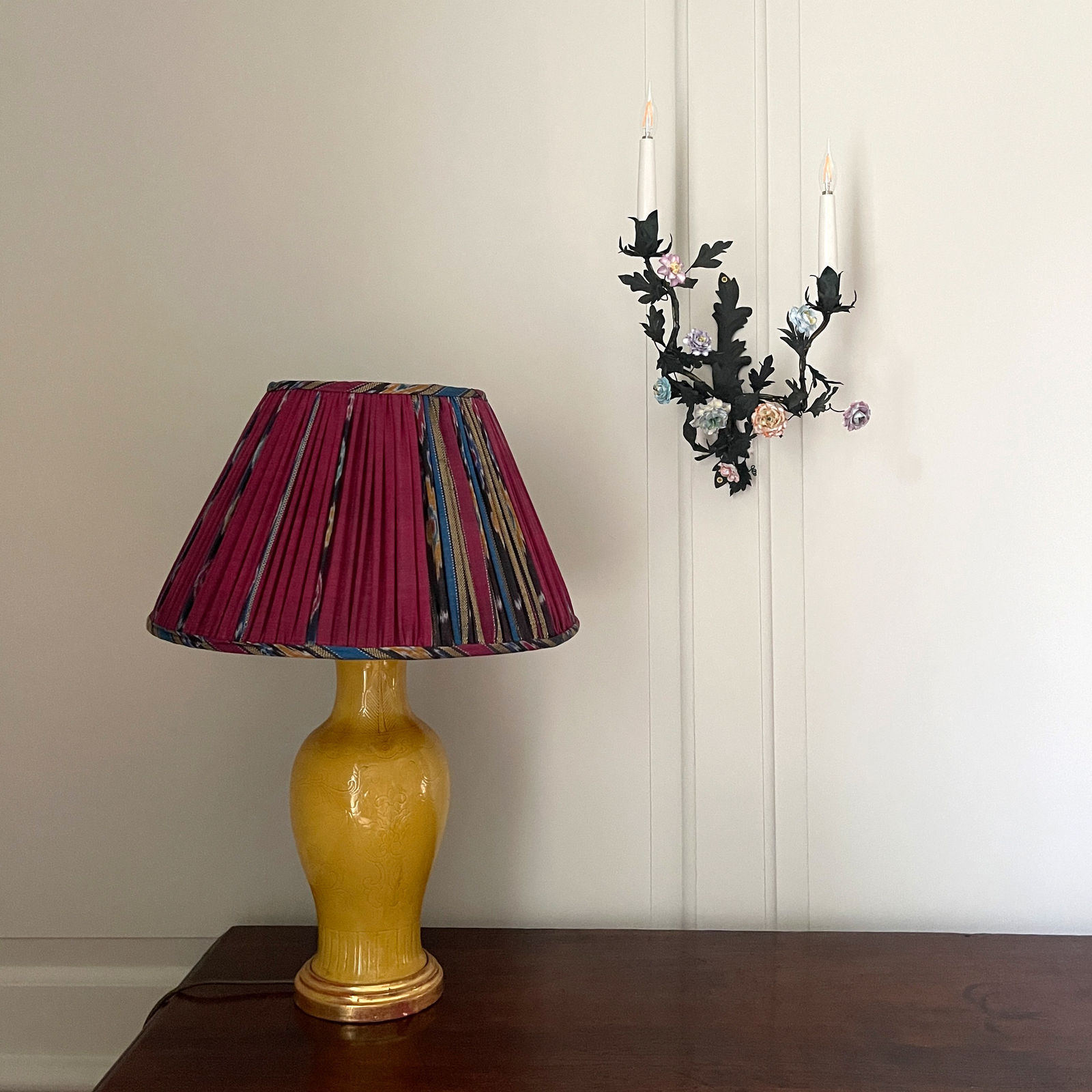 Beautiful Handloomed Thai Silk Lampshade with Lelievre Silk Trim