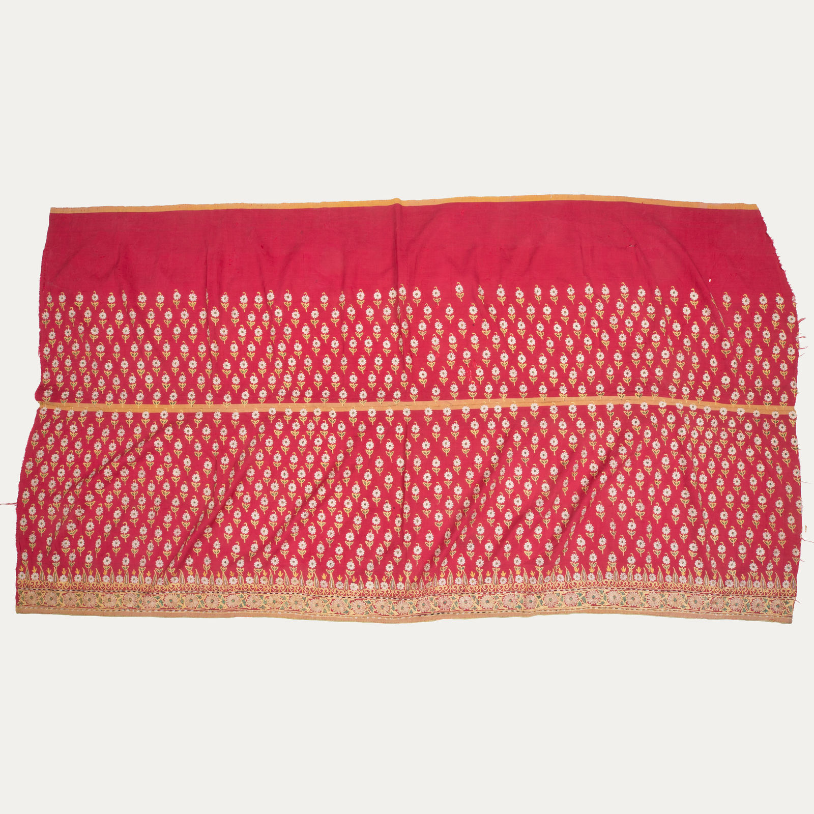 Antique Red/Pink IndoPak Embroidered Textile