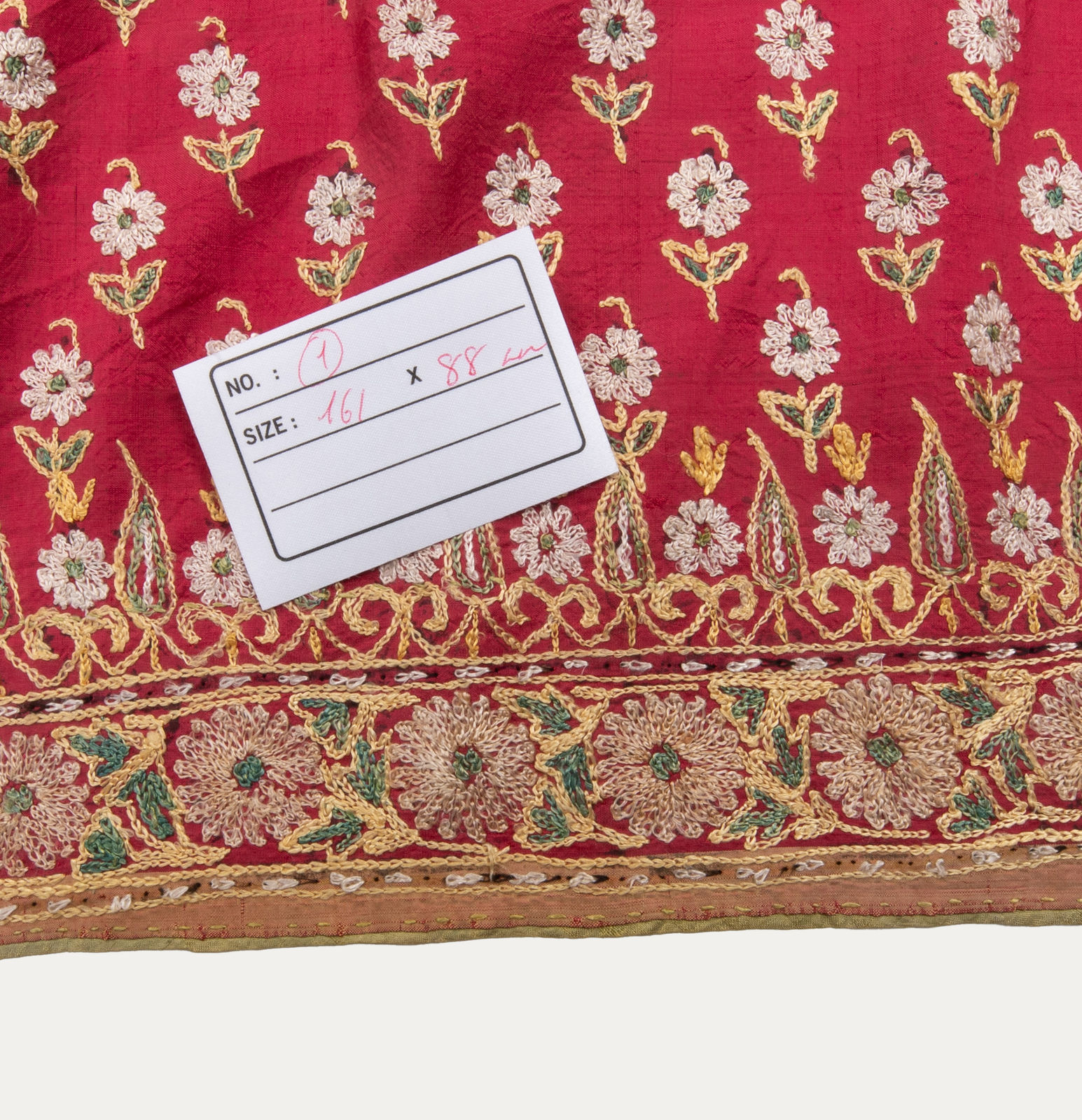 Antique Red/Pink IndoPak Embroidered Textile