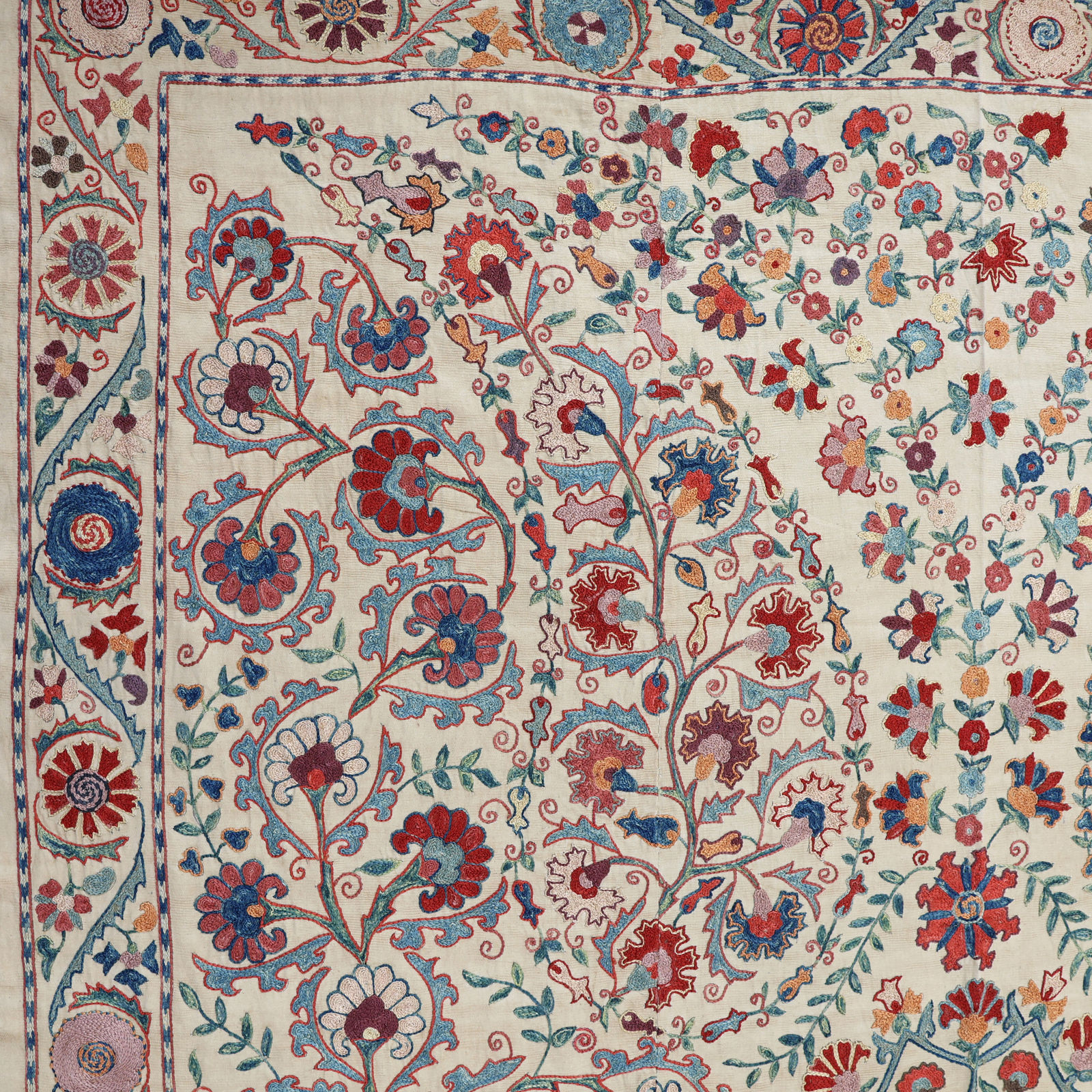 Beautiful Vintage Nurata Hand-embroidered Silk Suzani