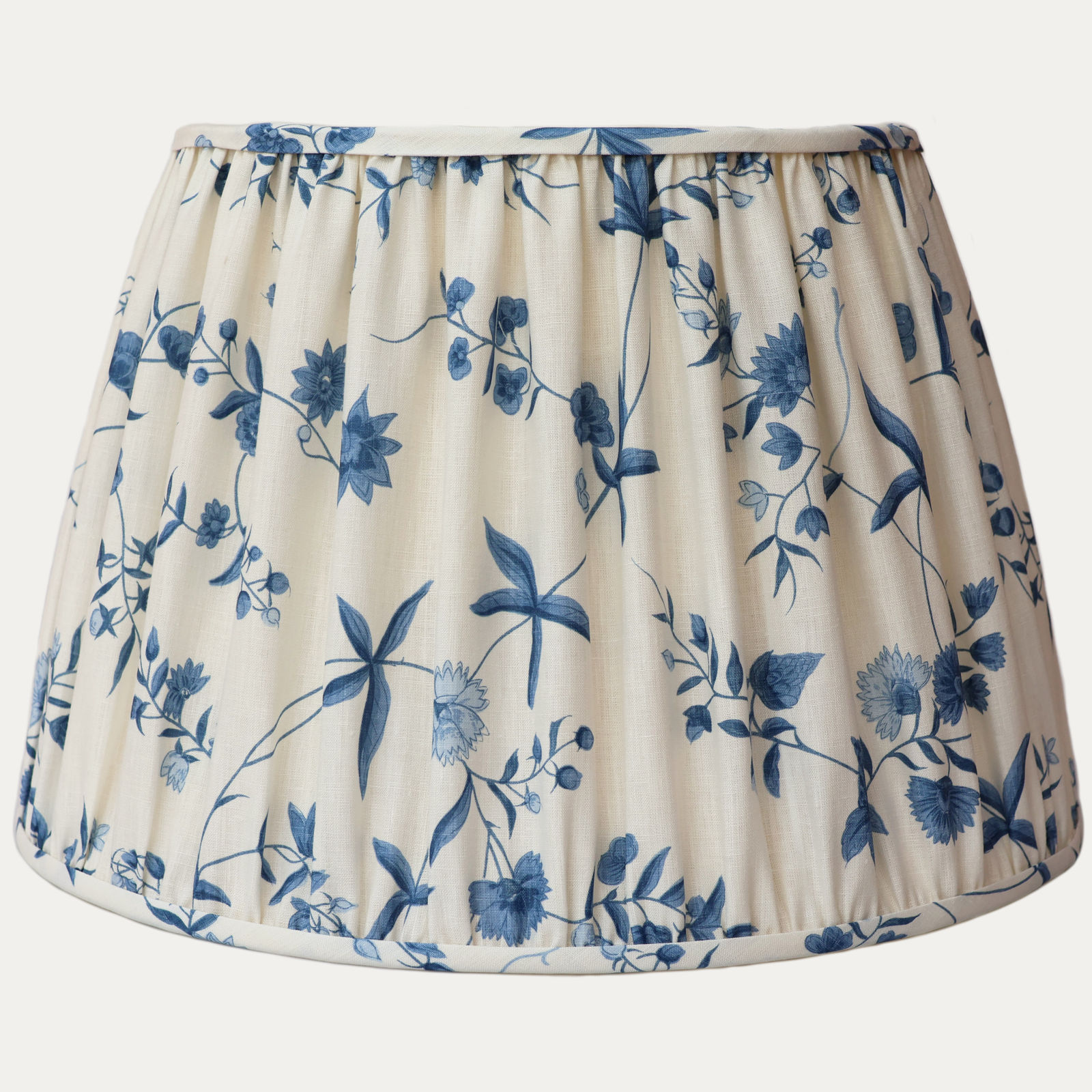 Bennison Chinese Paper Mono Blue on Fine Oyster Linen Handsewn Lampshade