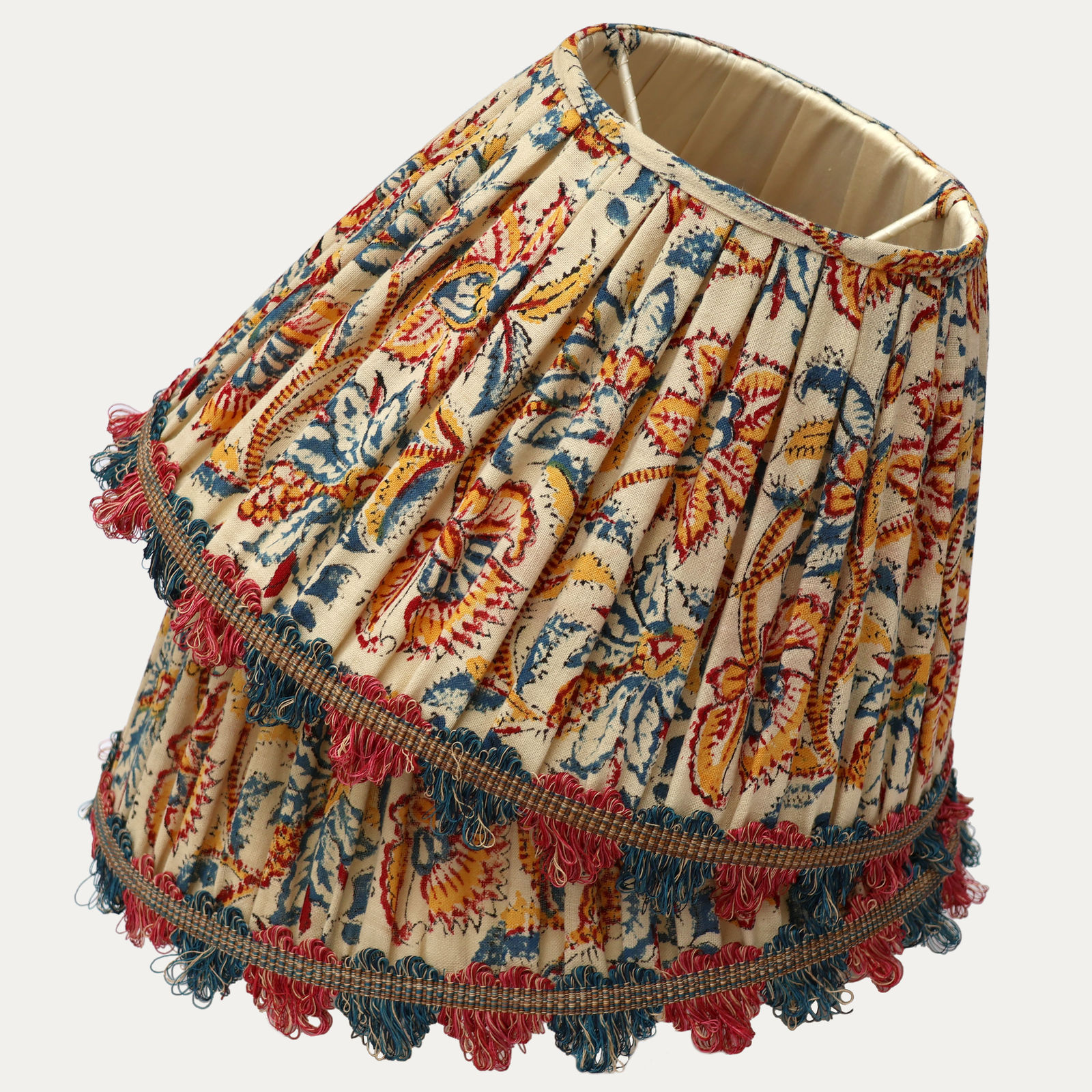 Vintage Hand Block Printed Fabric Lampshade