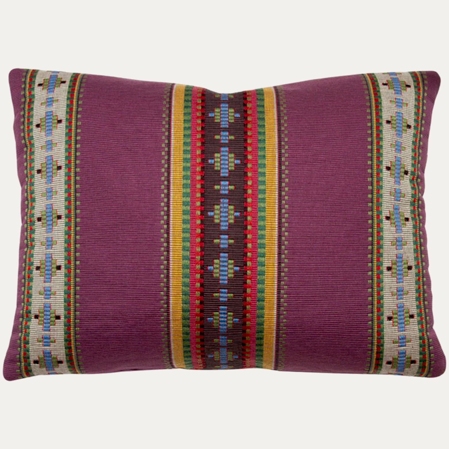 Madeleine Castaing Rayure Broderie Violet Cushion