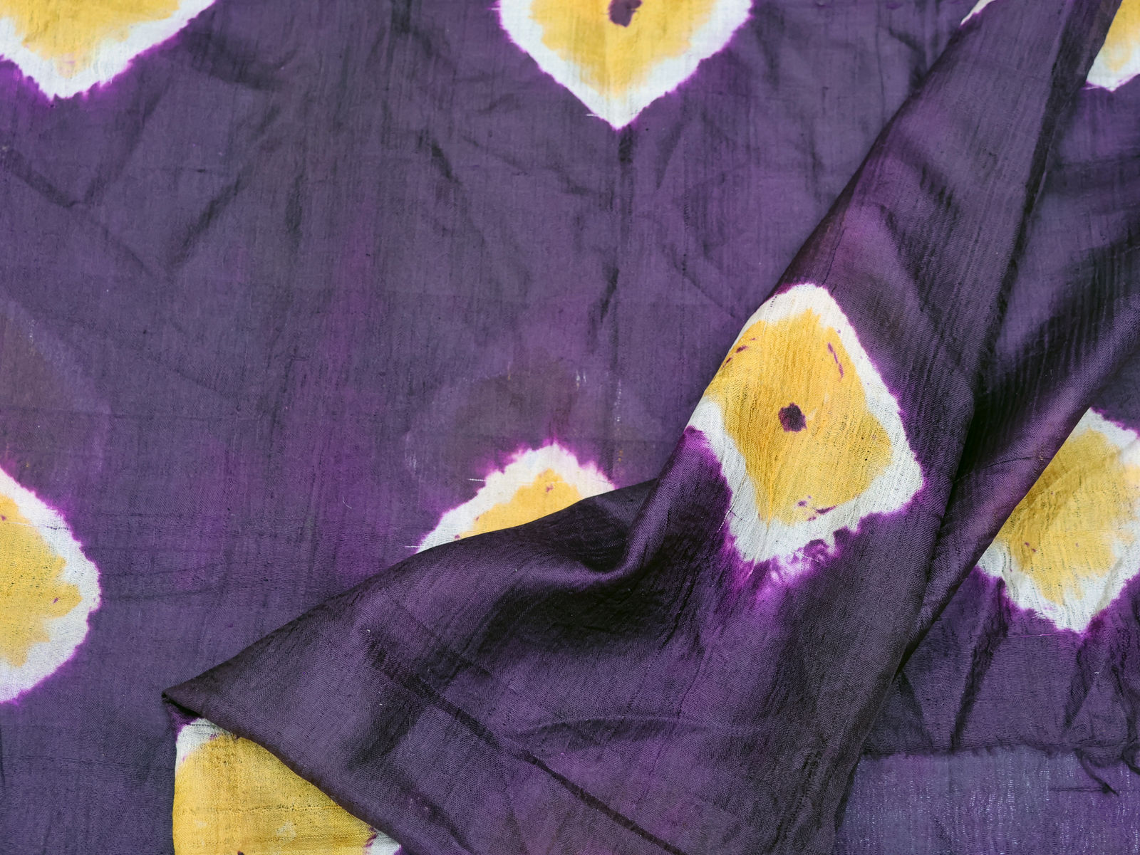 Vintage Uzbek Purple & Yellow Silk Ikat Scarf
