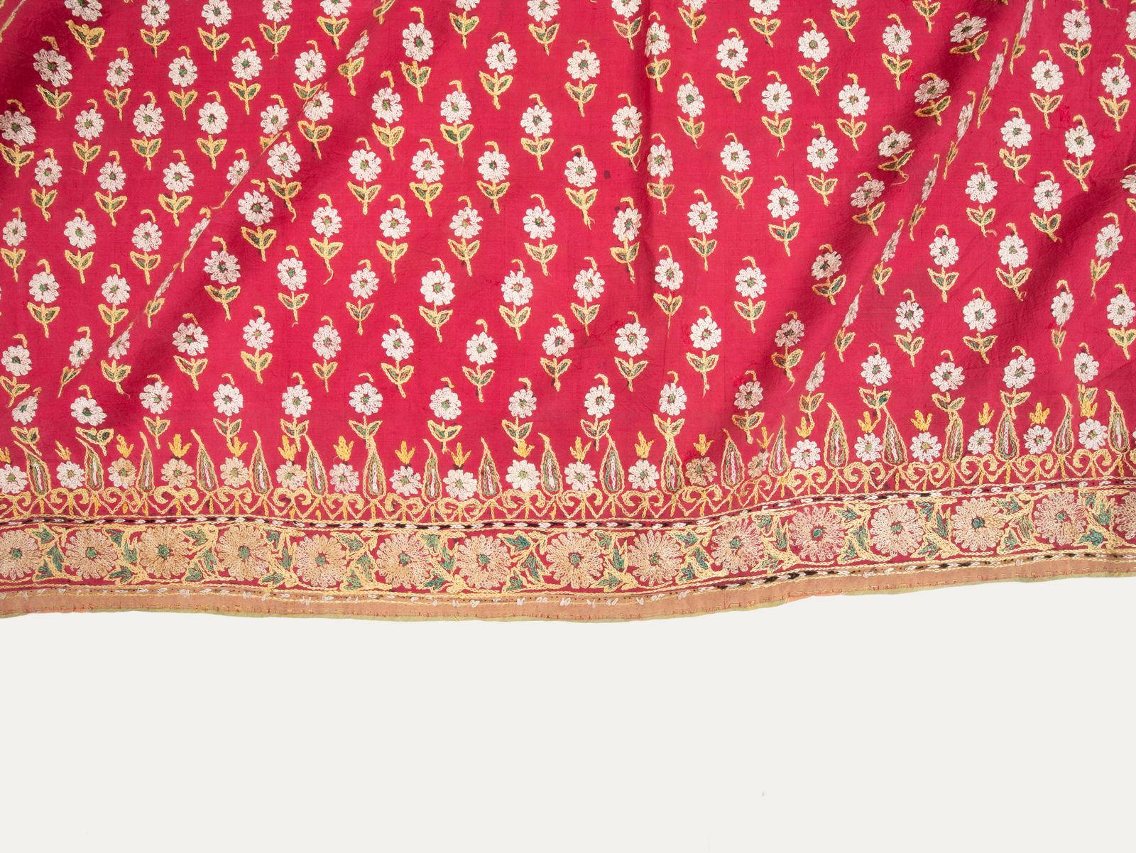 Antique Red/Pink IndoPak Embroidered Textile