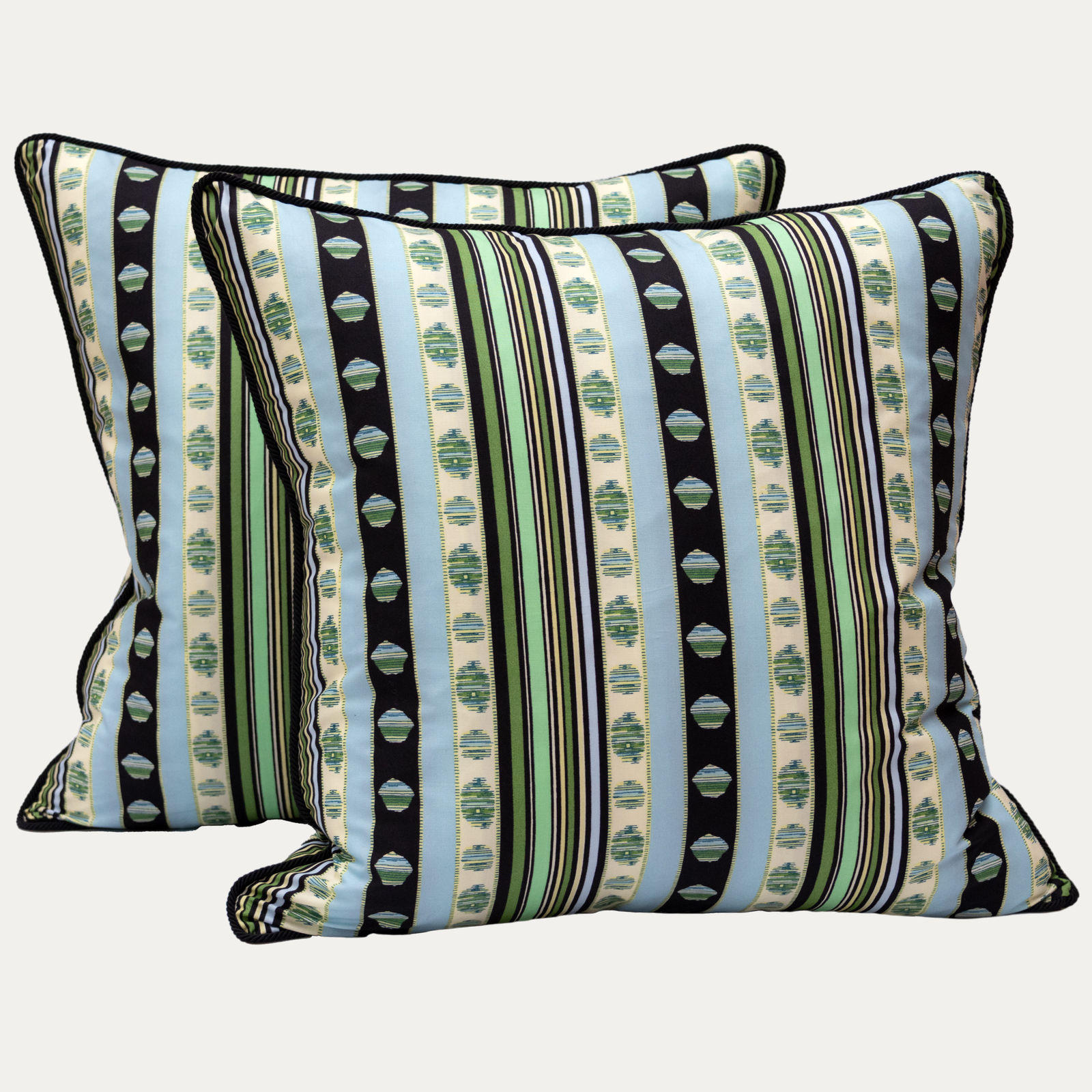 Madeleine Castaing Rayure Cachemire Percale Vert Cushion