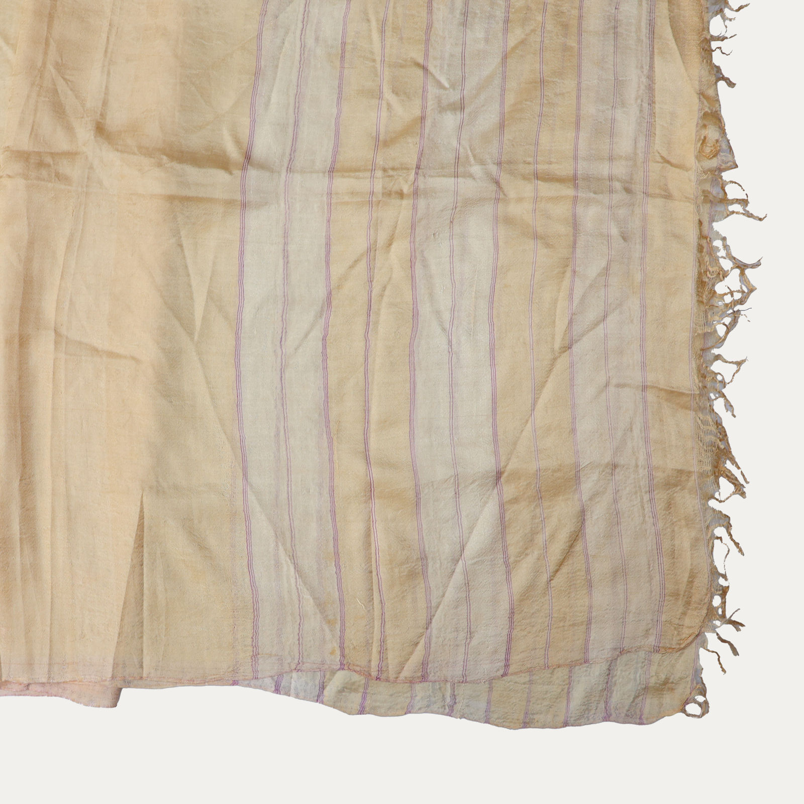 Vintage Pale Golden Striped Silk Shawl