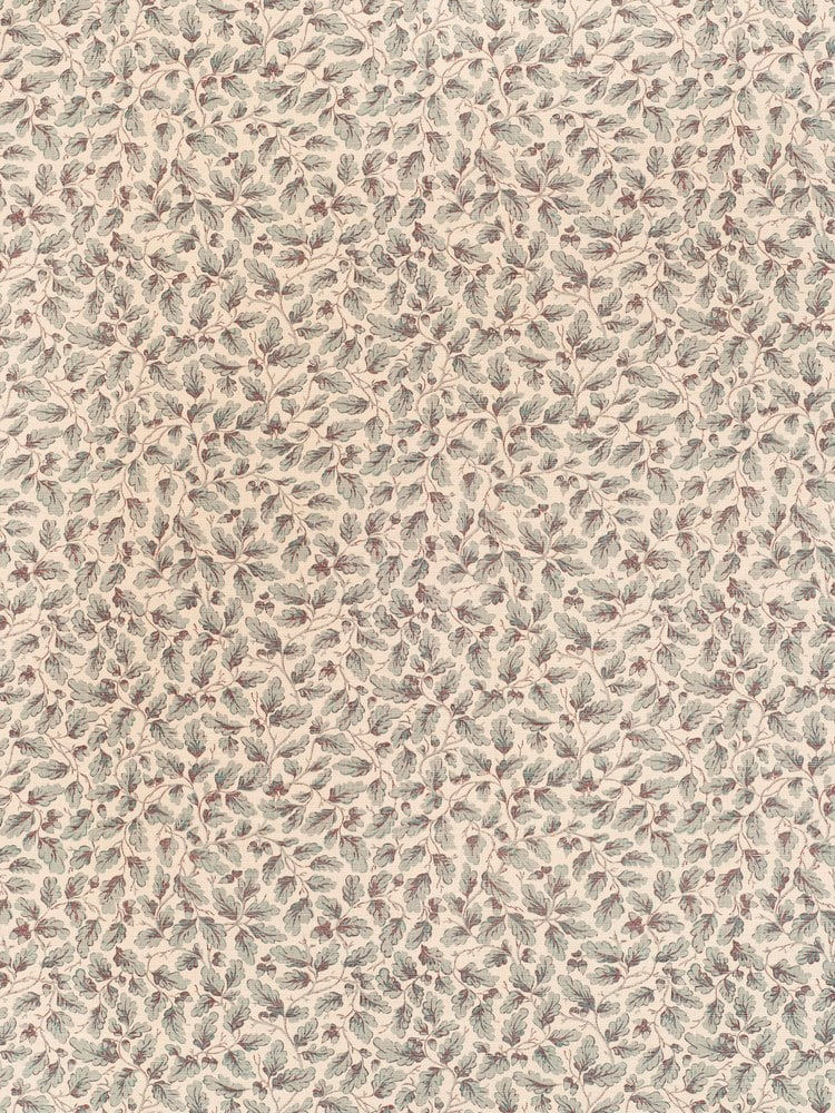 English Oakleaf Faded Blue On Beige