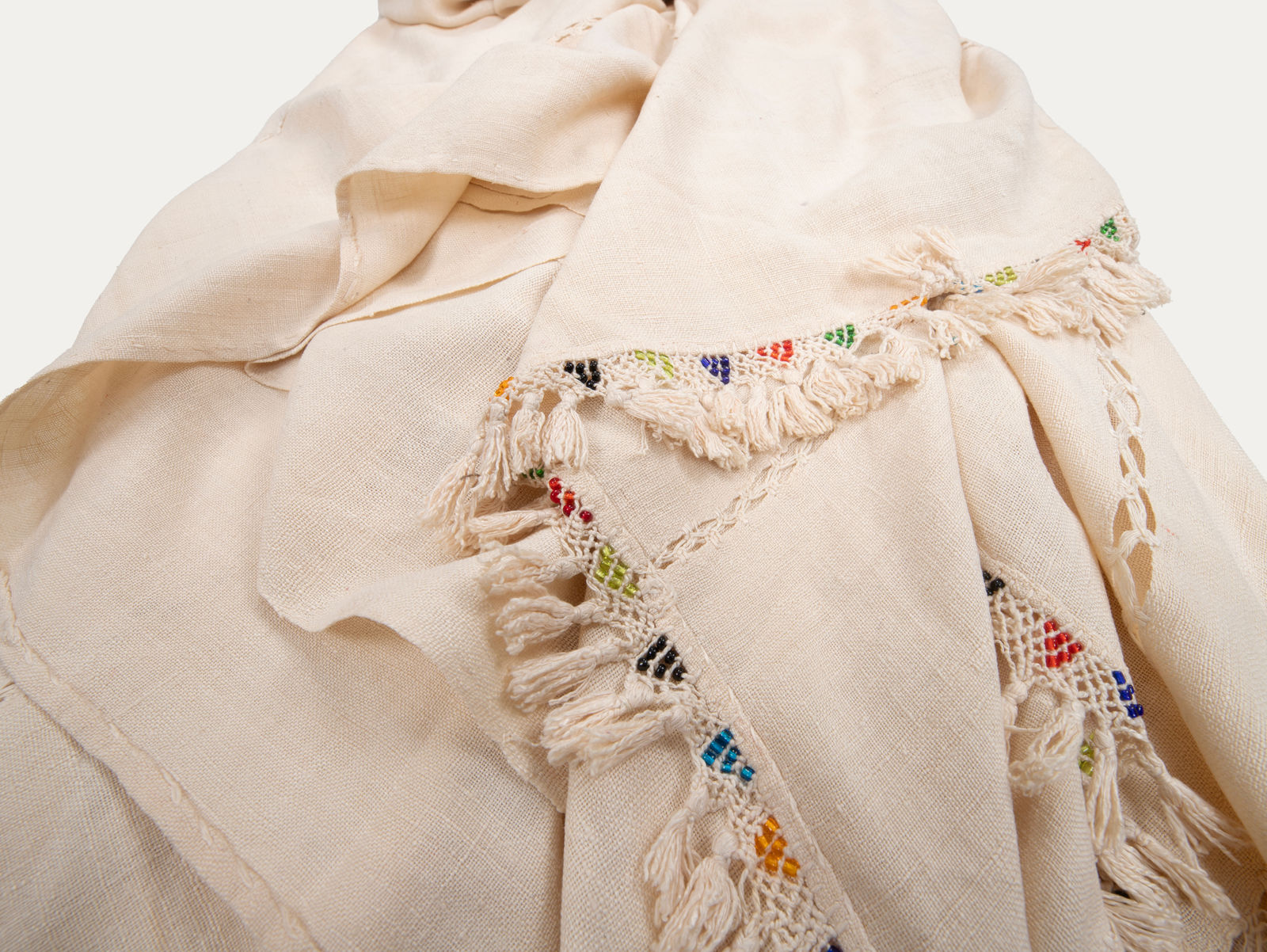 Antique Anatolian Silk Textile with Tassels