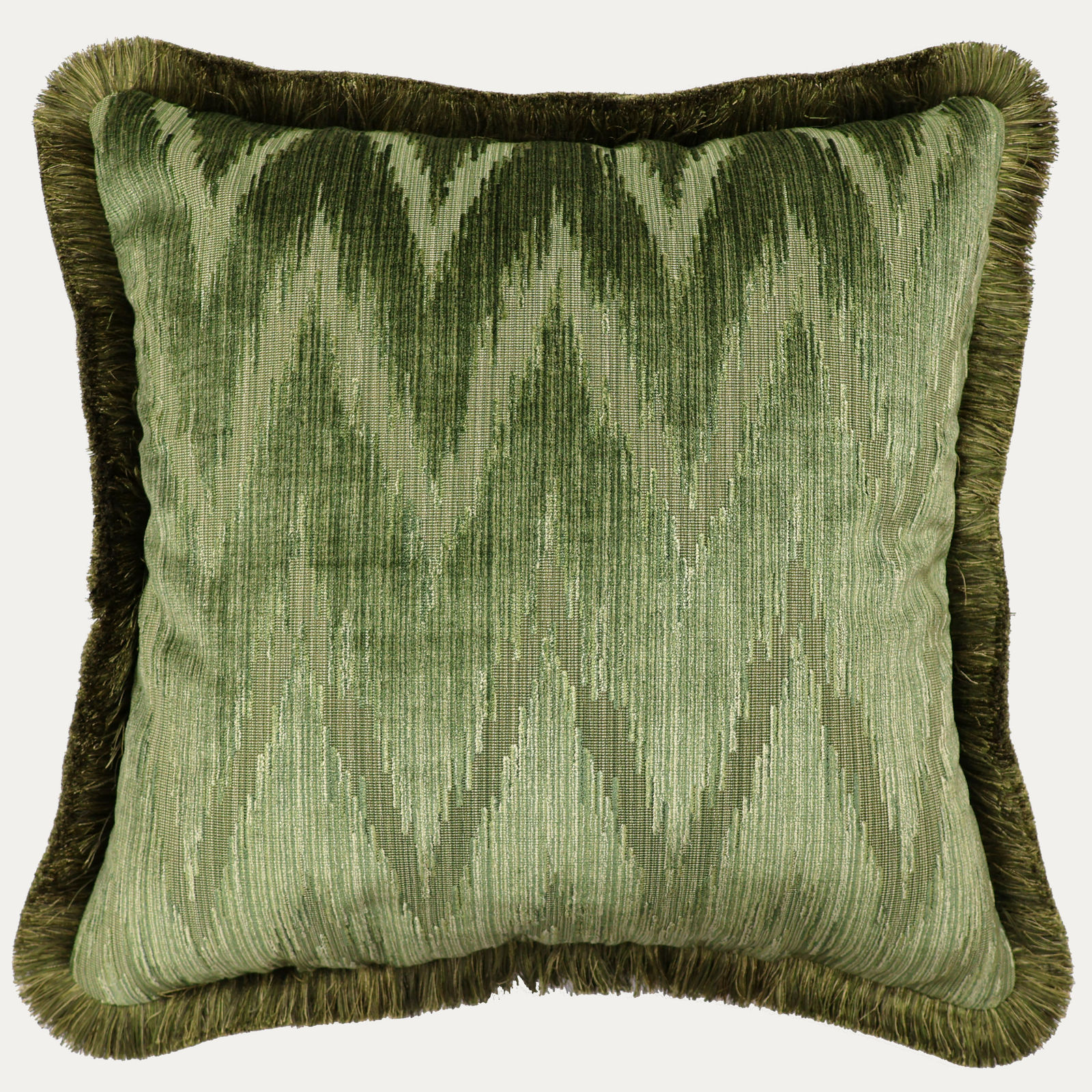 Lee Jofa Flamest Holland Moss Decorative Cushion with Houles Brush Fringe