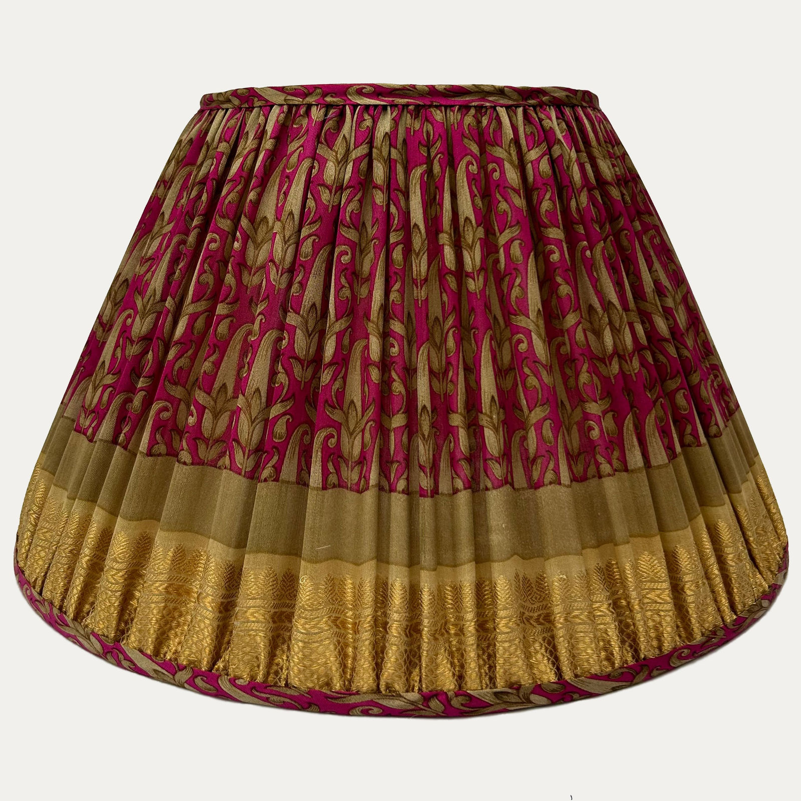 Vintage Woven Pink & Gold Silk Sari Lampshade
