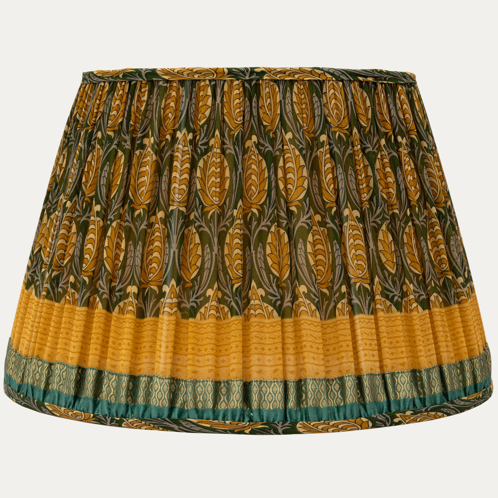 Vintage Green Georgette Silk Sari Lampshade with Silk Lining