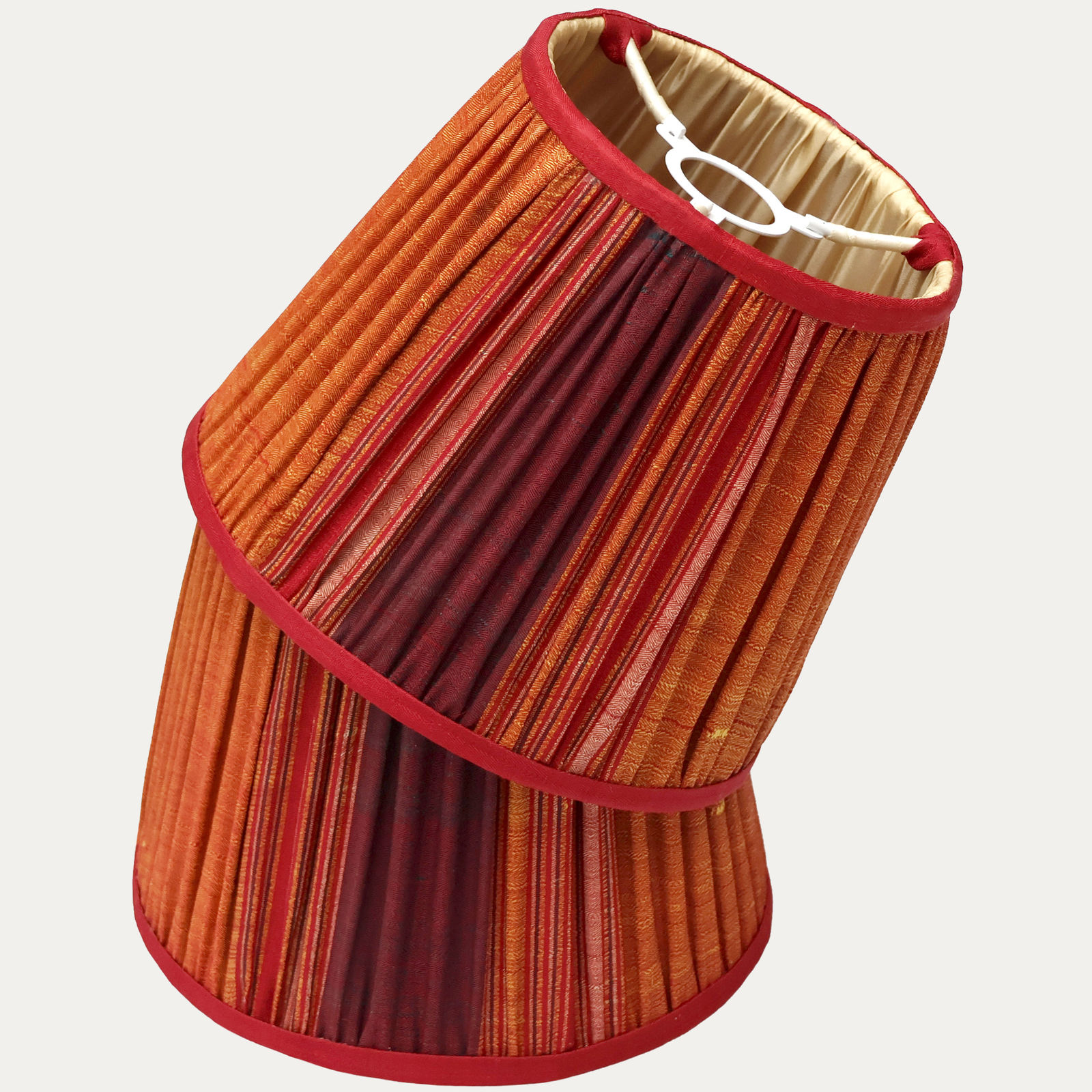 Vintage Uzbek Striped Silk Hand-Sewn Lampshade for Reading Lights