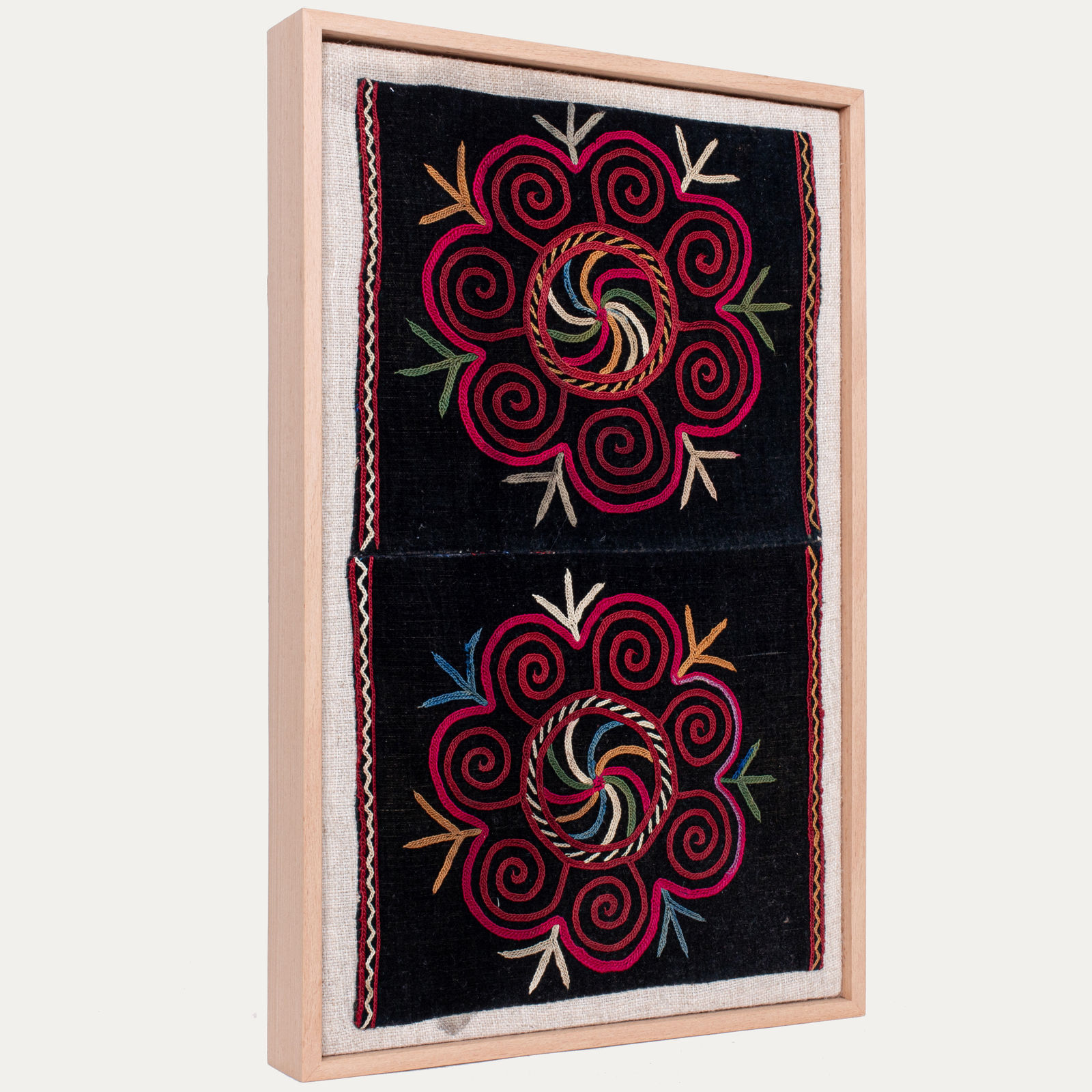 Framed Kazak Embroidery Fragment Early 20thC