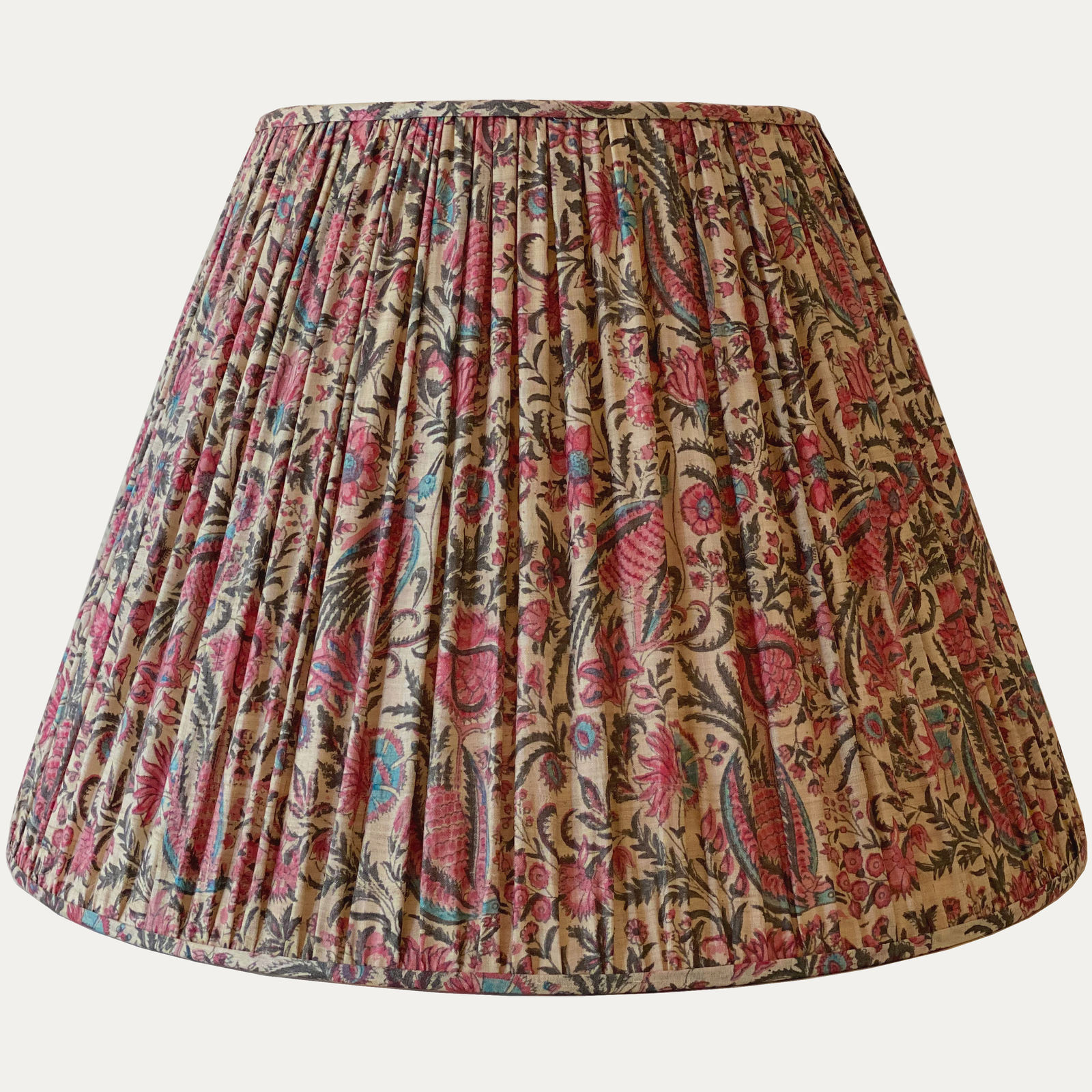 Hand Block Printed Raw Tussah Silk Palampore Lampshade