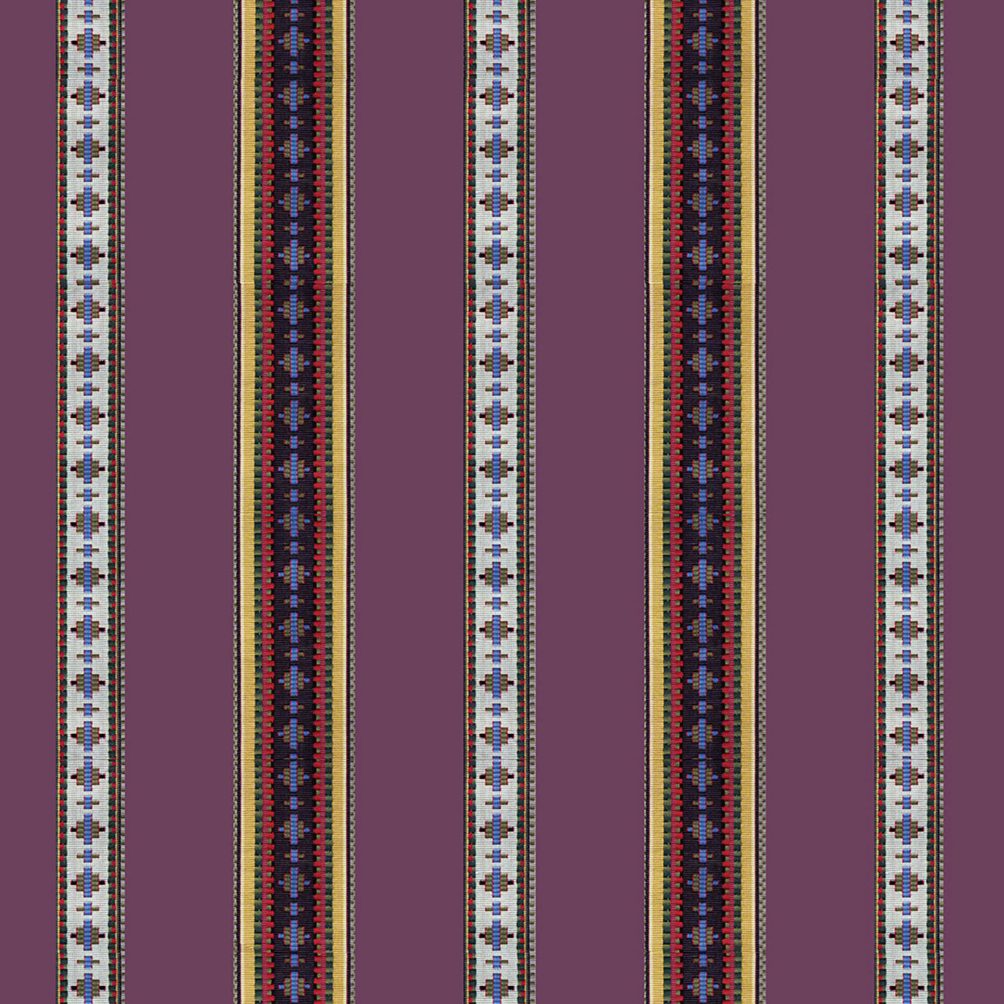 Madeleine Castaing Rayure Broderie Violet Cushion