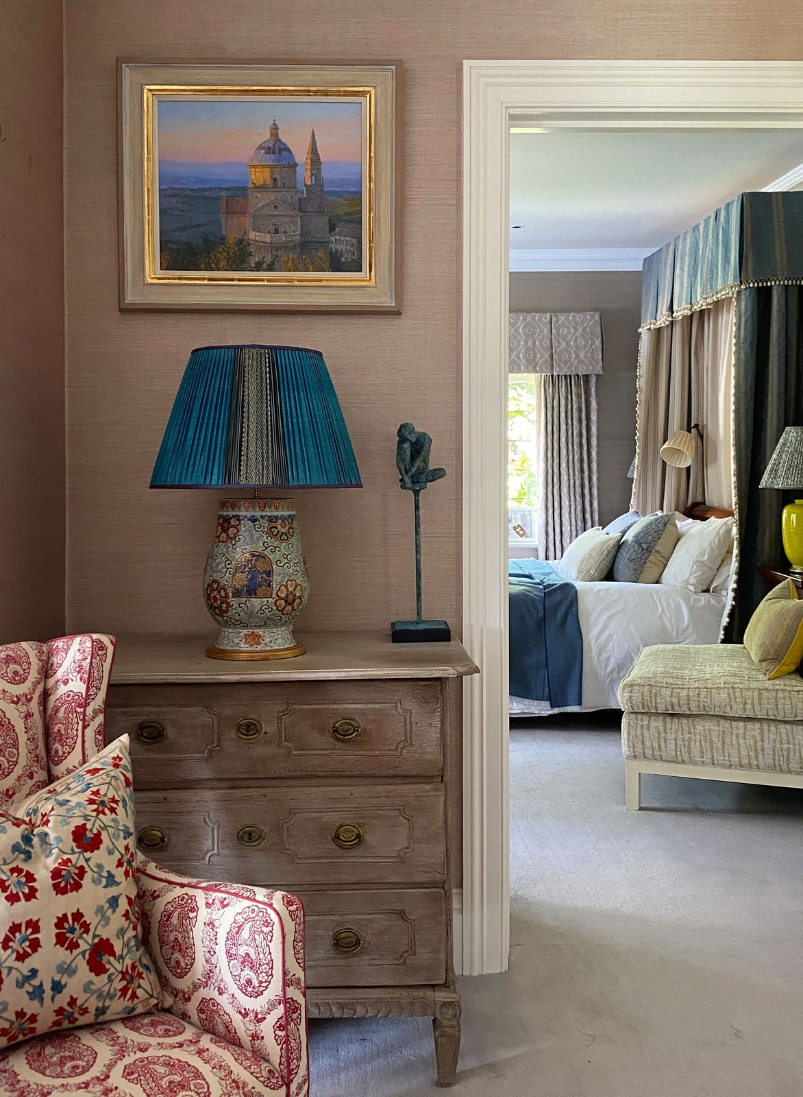 A fine polychrome Arita vase with floral decoration, now converted as a lamp