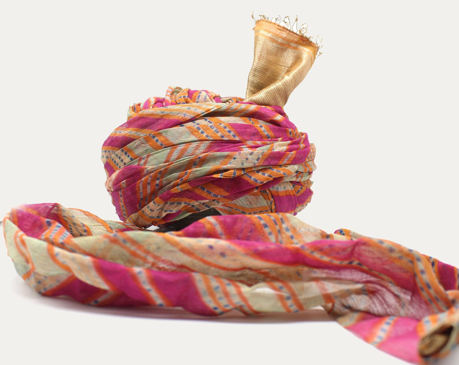 Vintage Rajasthan Leheriya Turban with Handmade Dyed Colours