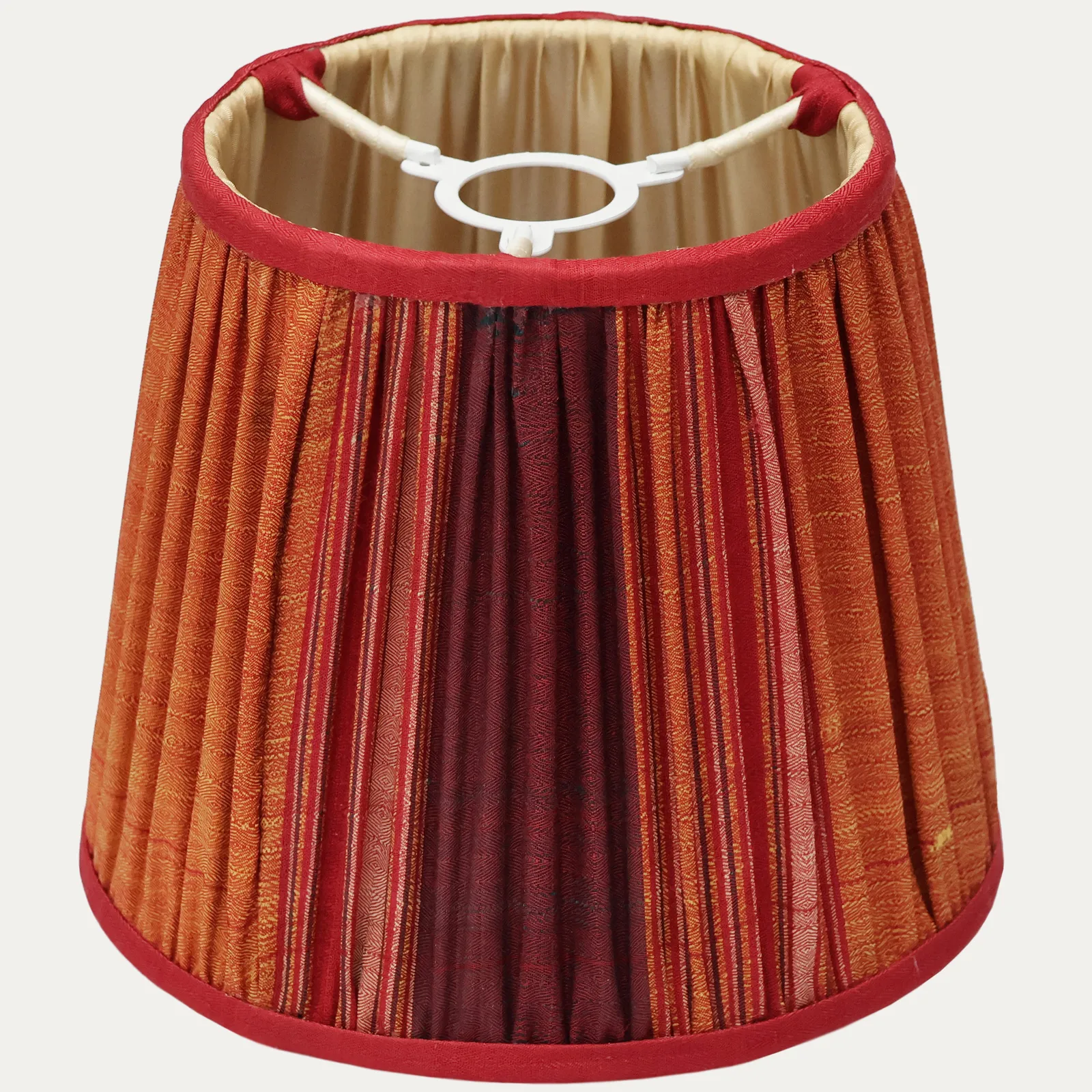 Vintage Uzbek Striped Silk Hand-Sewn Lampshade for Reading Lights
