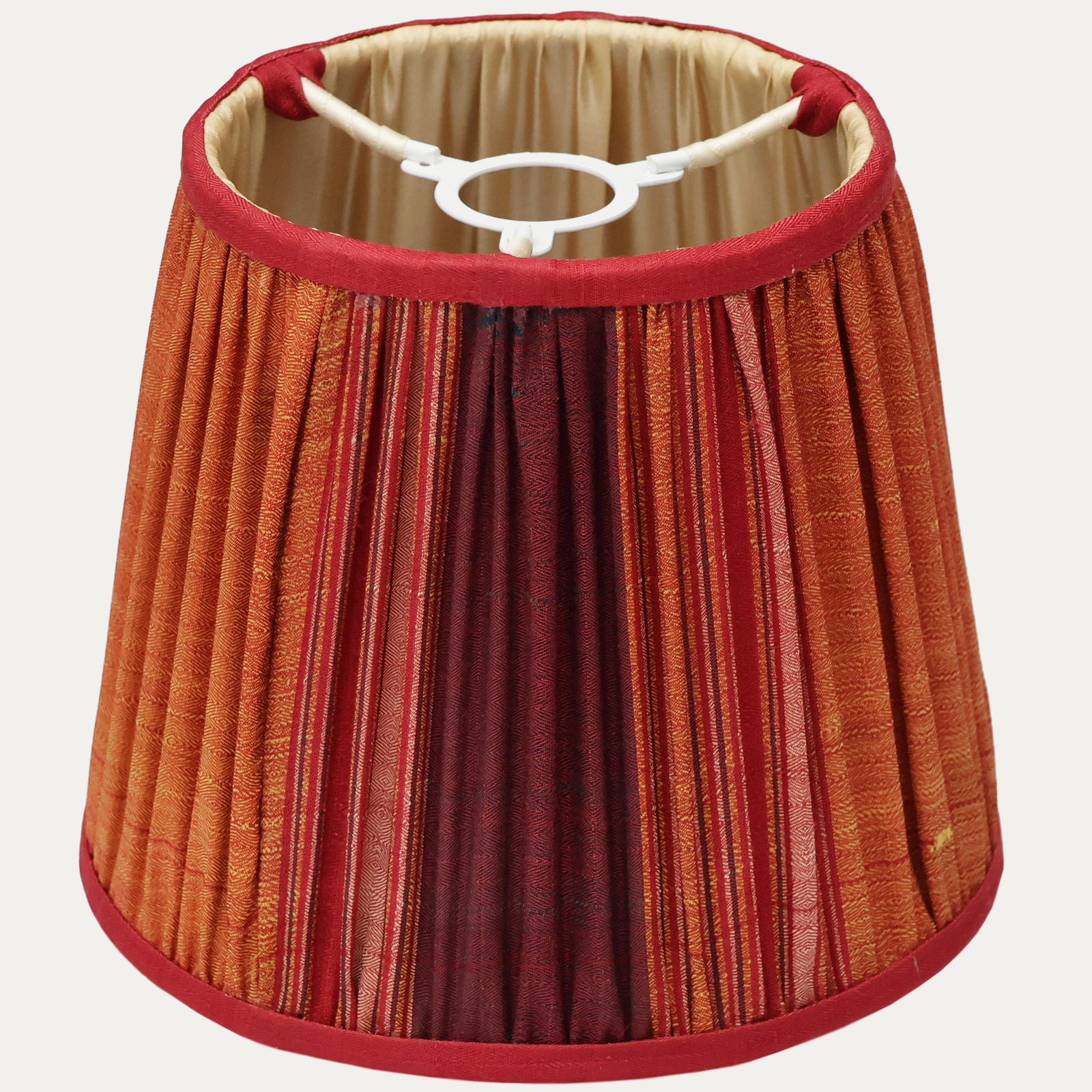 Vintage Uzbek Striped Silk Hand-Sewn Lampshade for Reading Lights