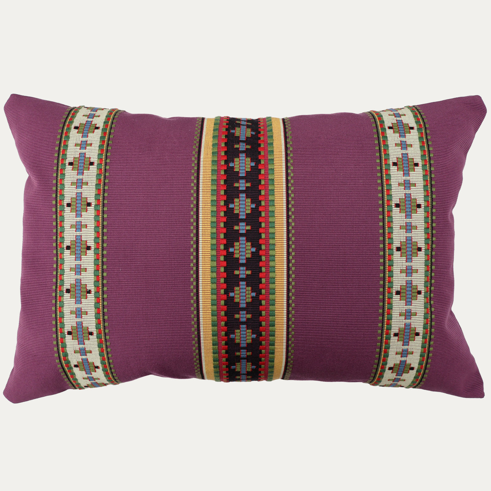 Madeleine Castaing Rayure Broderie Aubergine Decorative Cushion