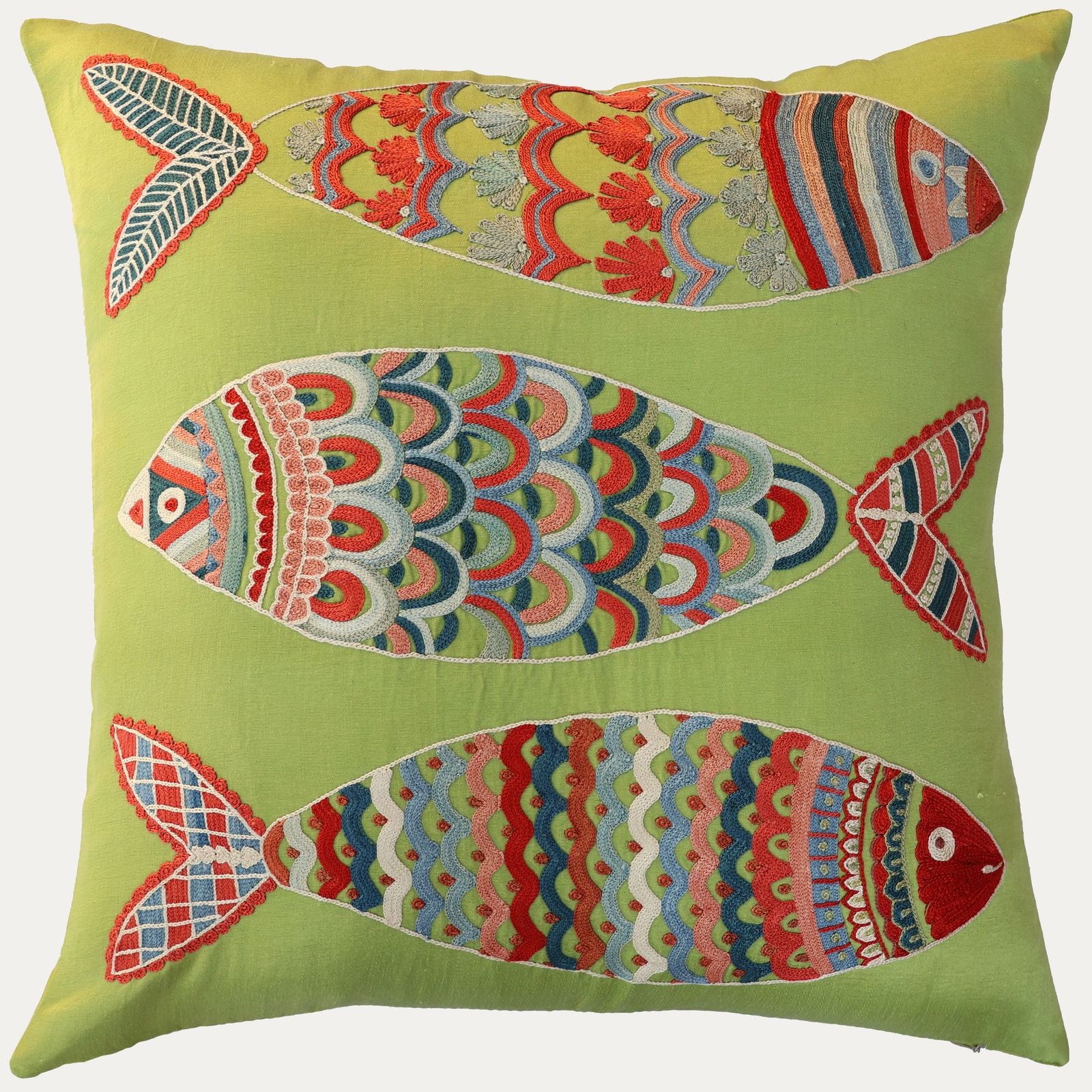 Unique Suzani Cushion with Silk Hand Embroidered Ottoman Motifs on Silk & Cotton Base Cloth