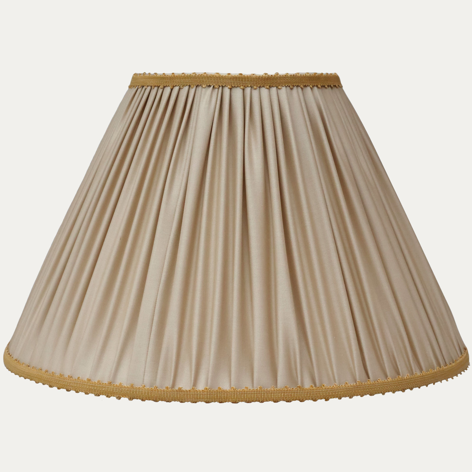 James Hare Connaught Silk Pumice Gathered Empire Shade Picot Gold Braid