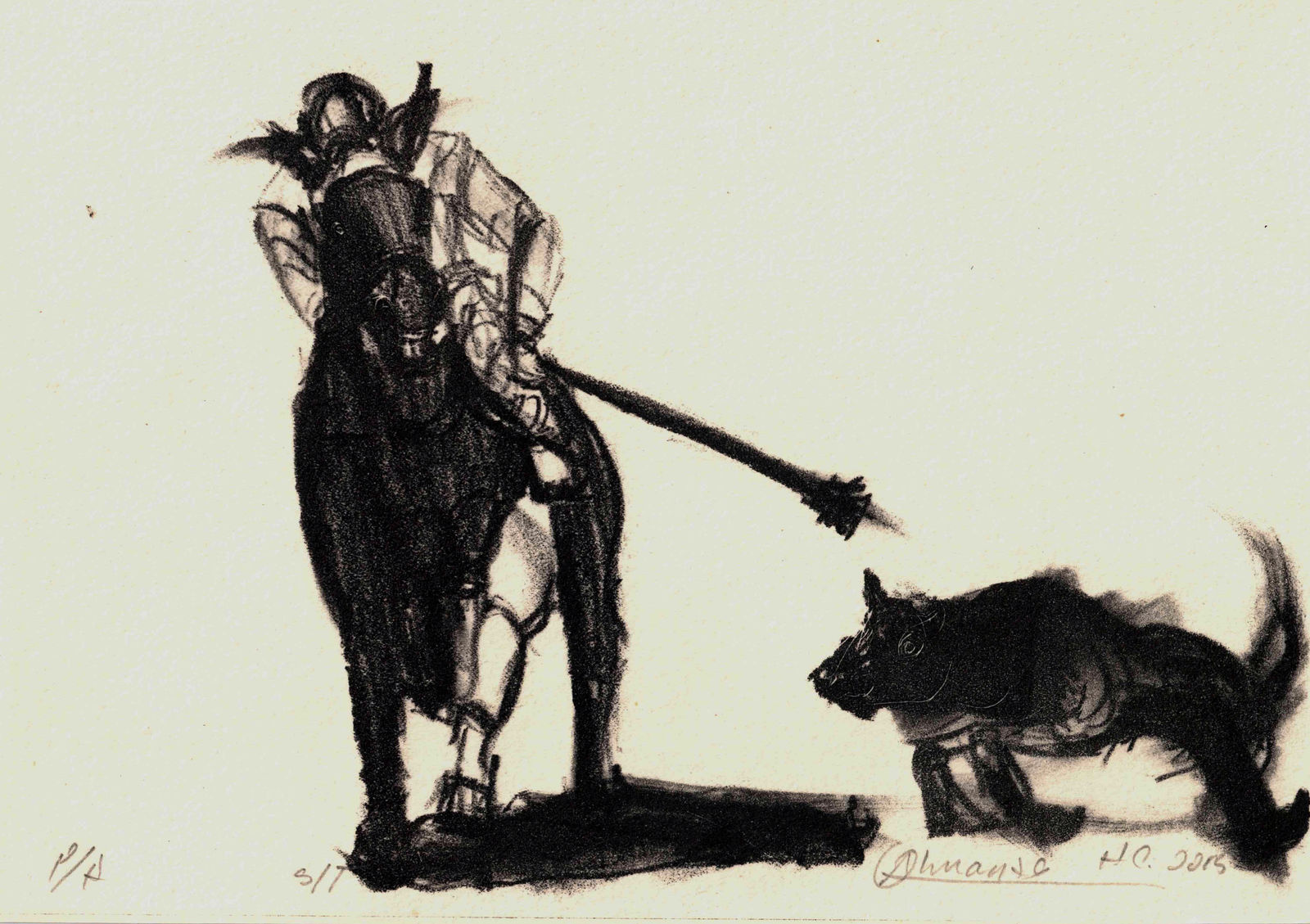 Orlando Almanza, Sin Titulo (man fighting animal), 2015