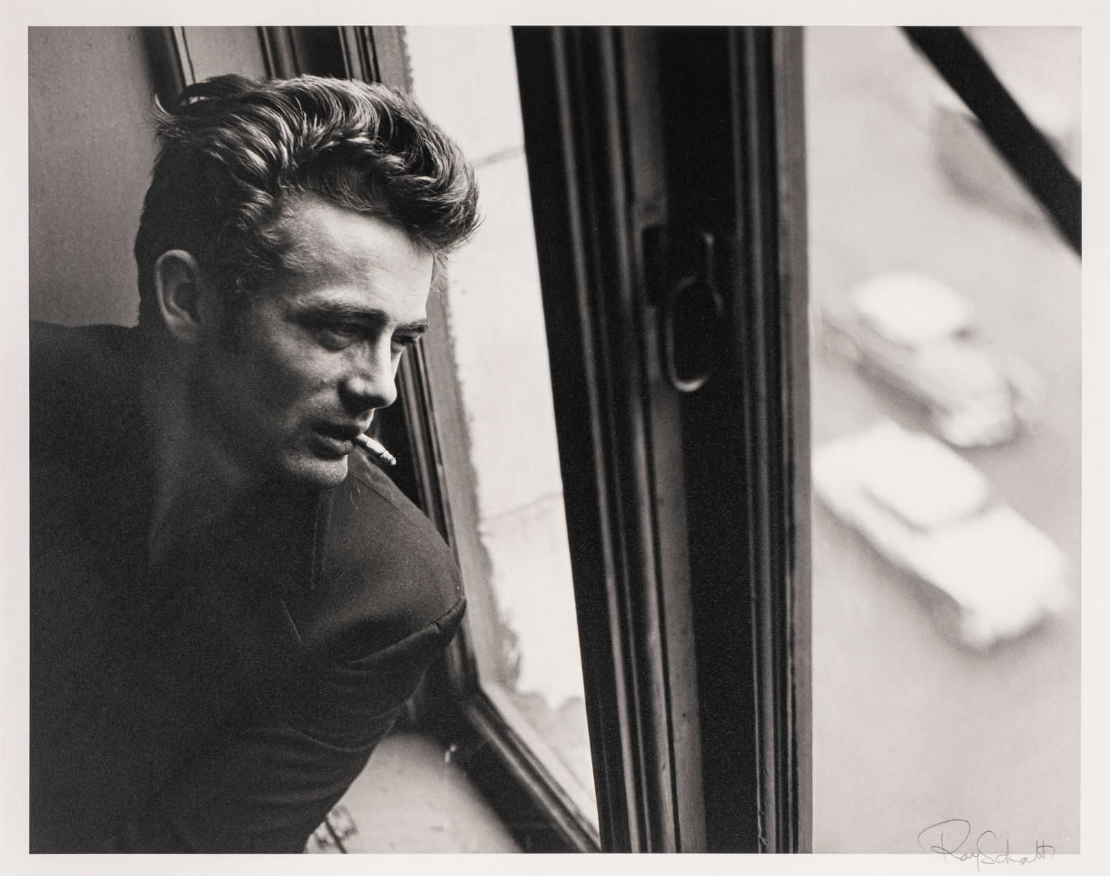 Roy Schatt, James Dean in Window with Cigarette, ABC Studios, New York City, 1954