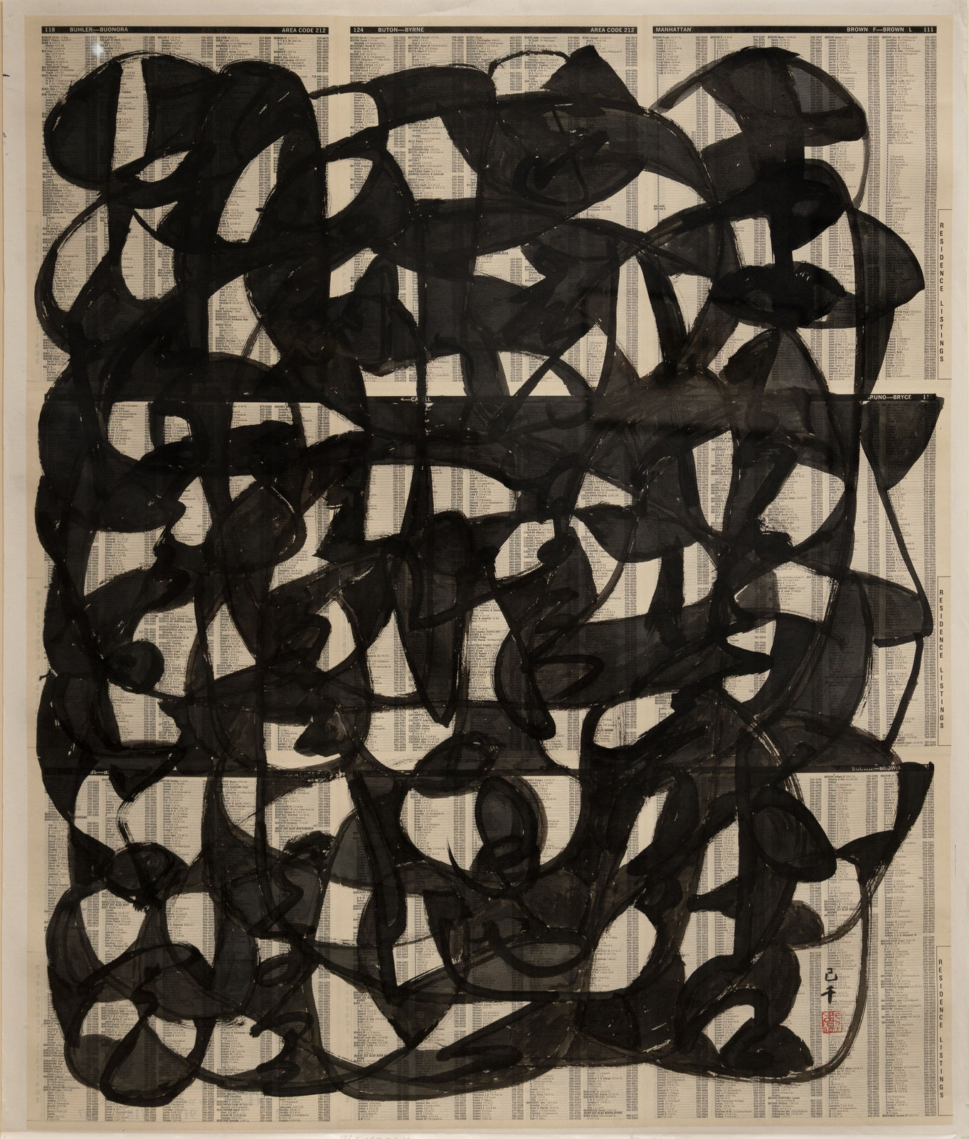 C. C. Wang, Abstract Calligraphy on Telephone book collage