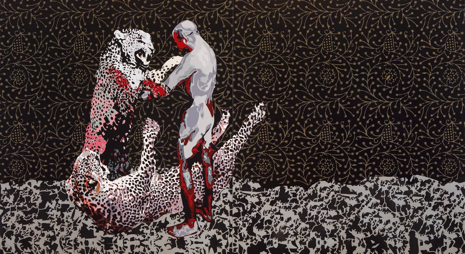 Rafael Megall, Çiçekler Açan Bahçemdeki Panterler – Panterlerin Oyunu / The Panthers in My Blossoming Garden-Game of Panthers, 2018