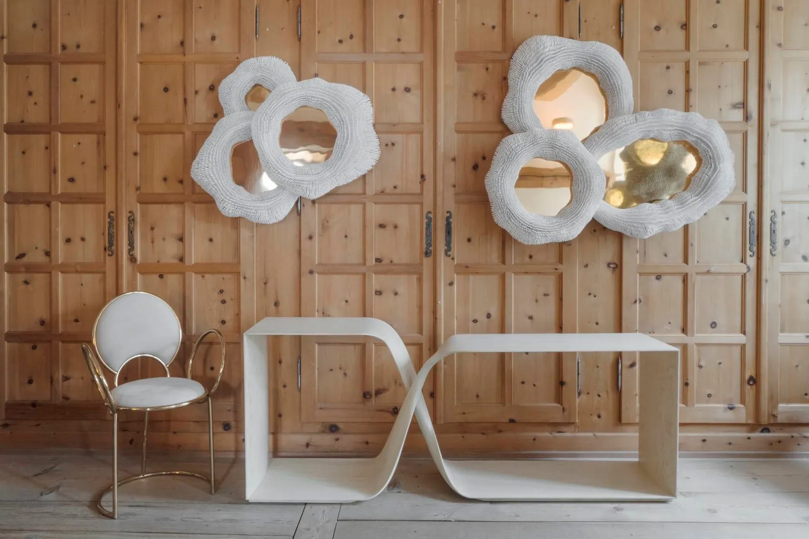 CAROL EGAN, Sculptural Twist Freestanding Console (Cerused)