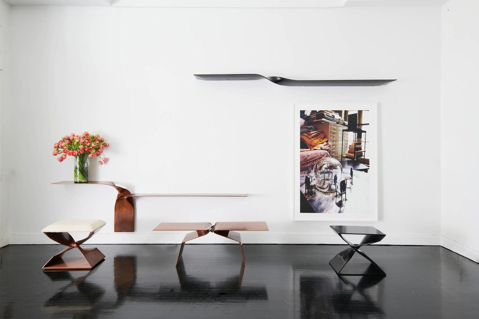 CAROL EGAN, Sculptural Twist Stool (Walnut)